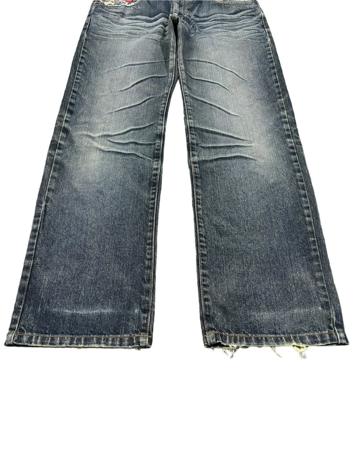 Japanese Brand Vintage Amore Puro American Classic Whiskers Ripped Jeans Size US 33 - 7 Thumbnail