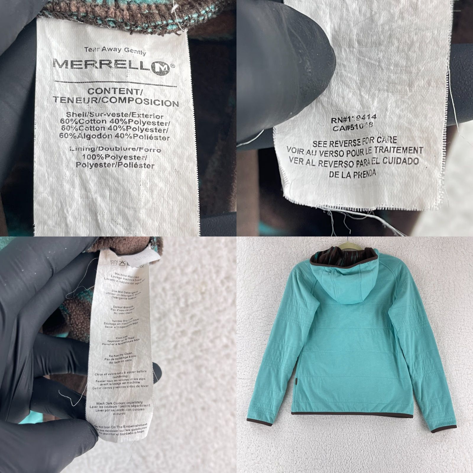 Merrell Merrell Womens Sweater Full Zip Hooded Long Sleeve Pockets Blue Outdoor Casual Travel Shirt Size S / US 4 / IT 40 - 9 Thumbnail
