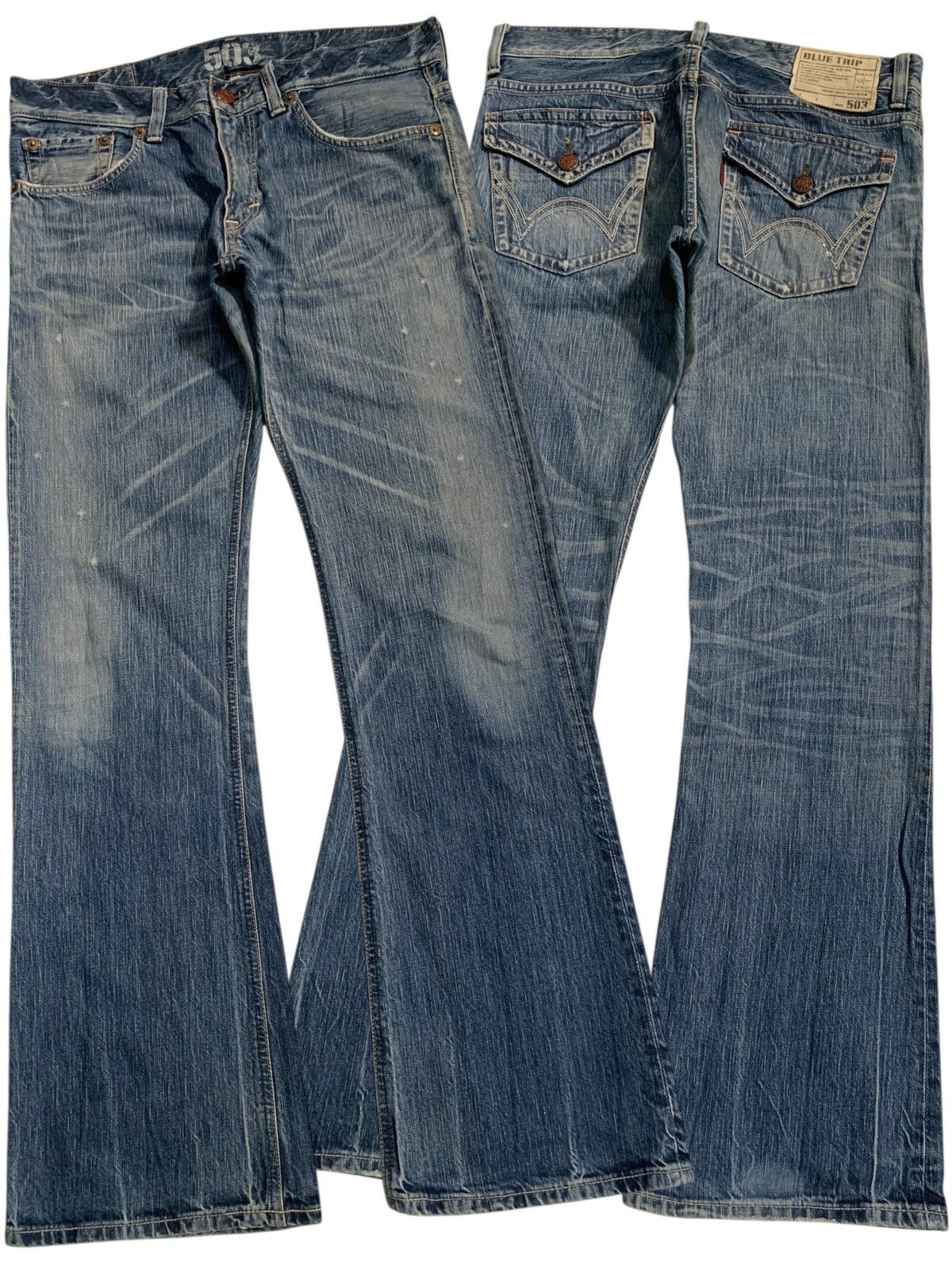 Edwin FLARE JAPANESE EDWIN BLUE TRIP CLAWMARK RUSTY PUNK DENIM Size US 35 - 2 Thumbnail