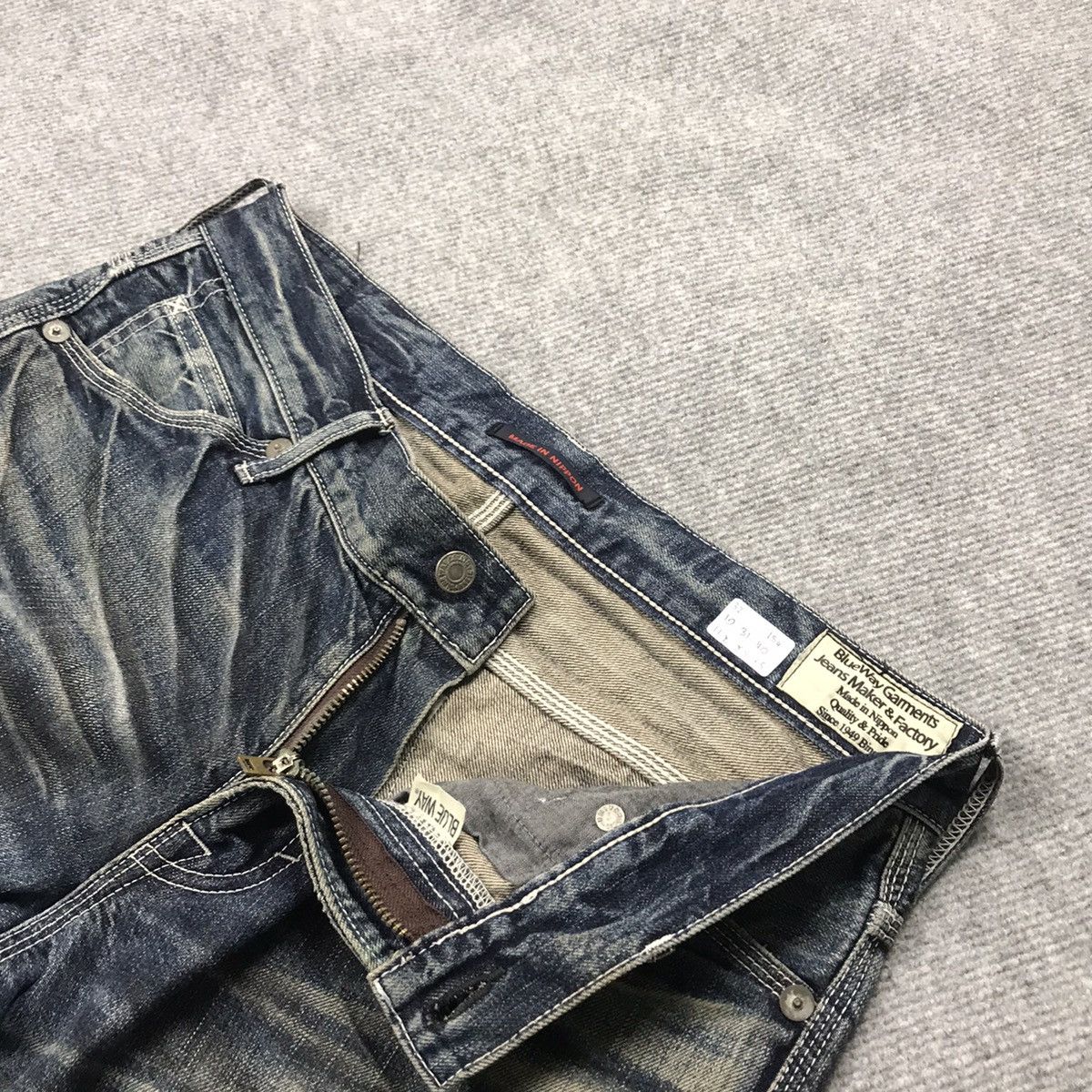 Japanese Brand × Le Grande Bleu (L.G.B.) BLUE WAY DRAK DENIM DISTRESSED DENIM PANTS Size US 32 / EU 48 - 13 Thumbnail