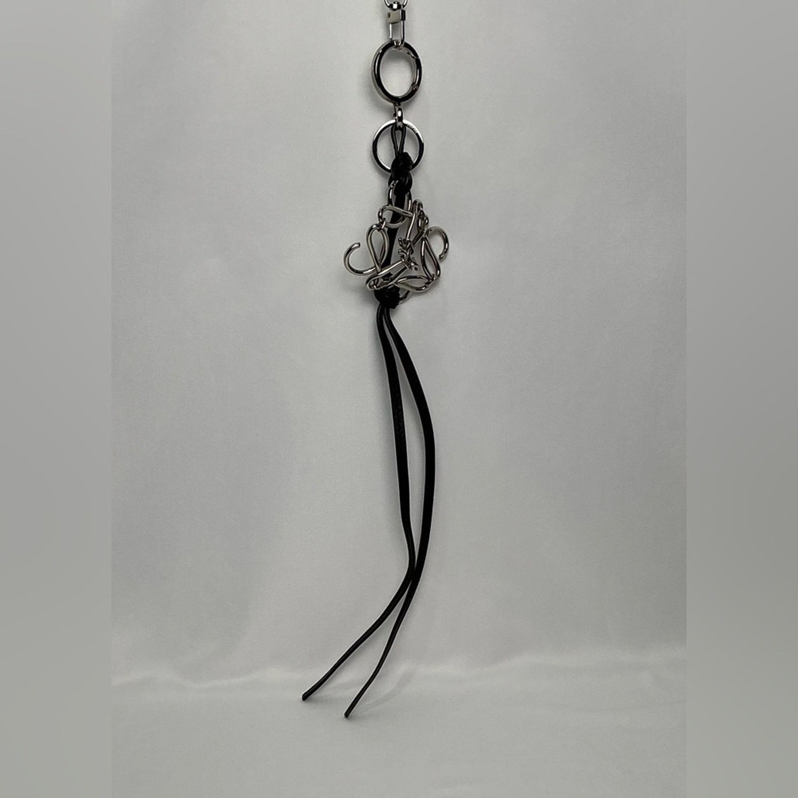 Loewe LOEWE Bag Charm Anagram Black leather calfskin Palladium Size ONE SIZE - 3 Thumbnail