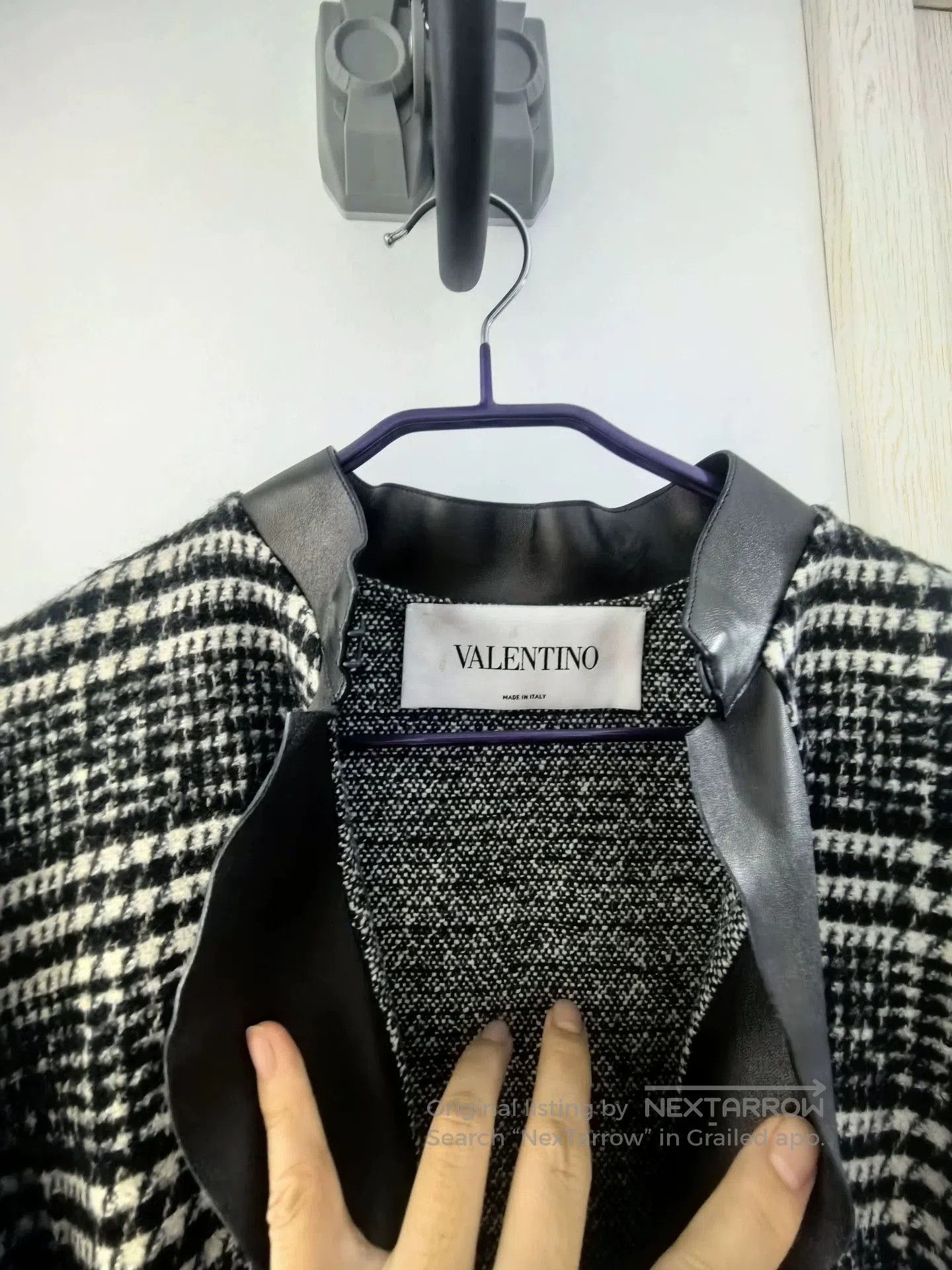 Valentino VALENTINO Houndstooth Wool Blend Coat. Size US L / EU 52-54 / 3 - 3 Thumbnail