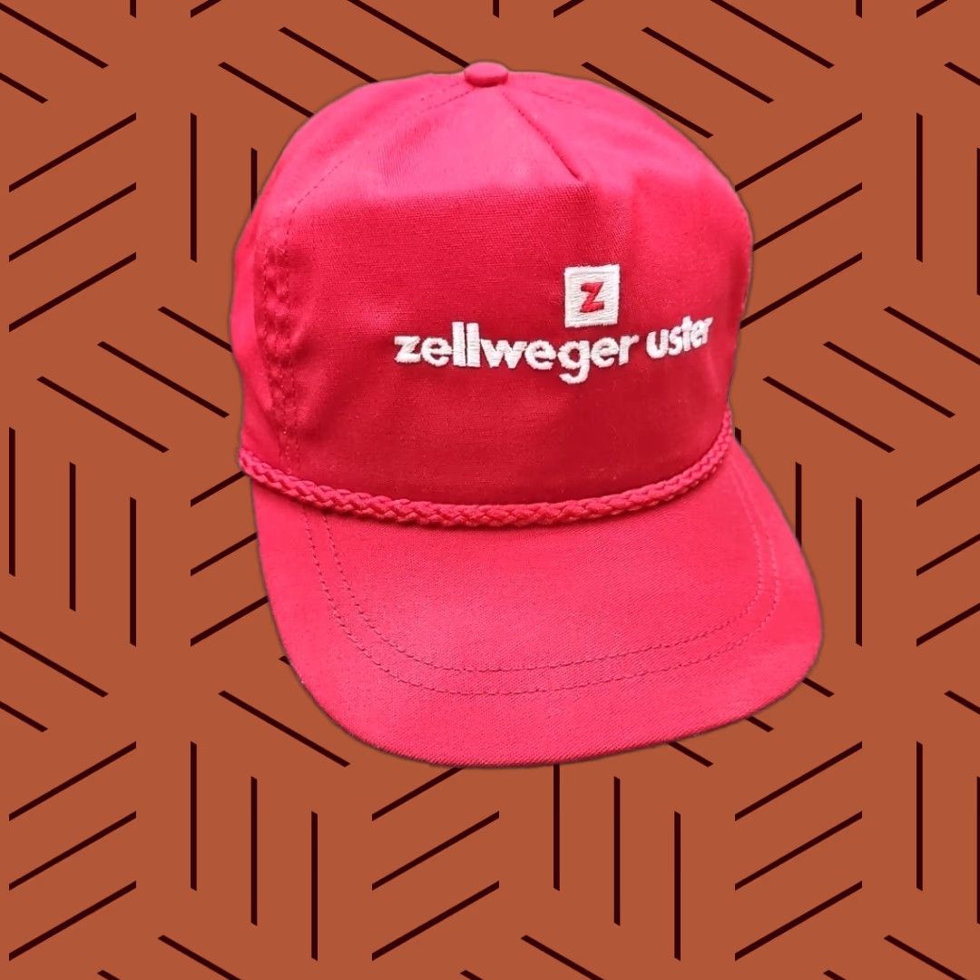 Roper VINTAGE Hat USA Red Zellweger Uster Cap One Size Men Adjustable Thick Rope Bill Green under Brim Size ONE SIZE - 1 Thumbnail