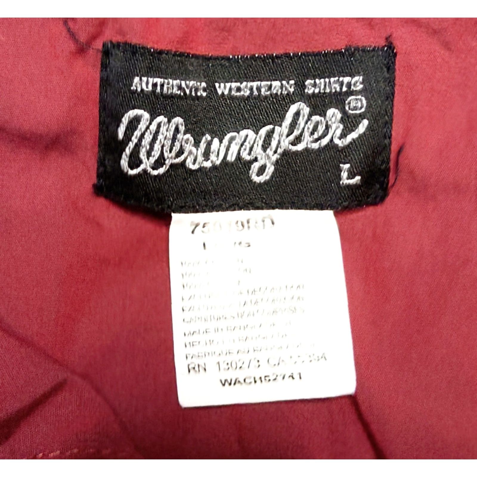 Wrangler VINTAGE Wrangler Mens Large Western Pearl Snap Shirt Embroidered Back Long Sleeve Red Cotton Button-Up Western Theme Mens Size US L / EU 52-54 / 3 - 5 Thumbnail