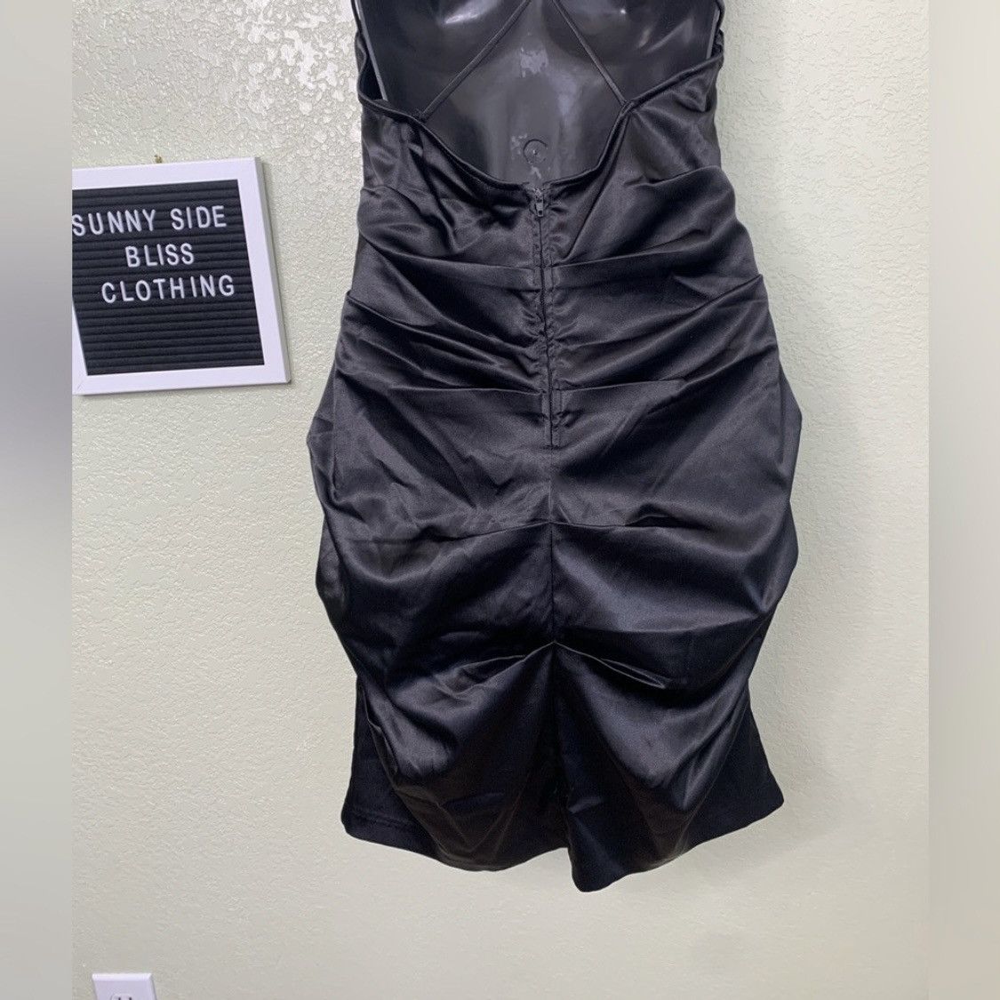 Other Ruby Rox Black Ruched Satin Bodycon Mini Dress Size 9 Size M / US 6-8 / IT 42-44 - 5 Thumbnail