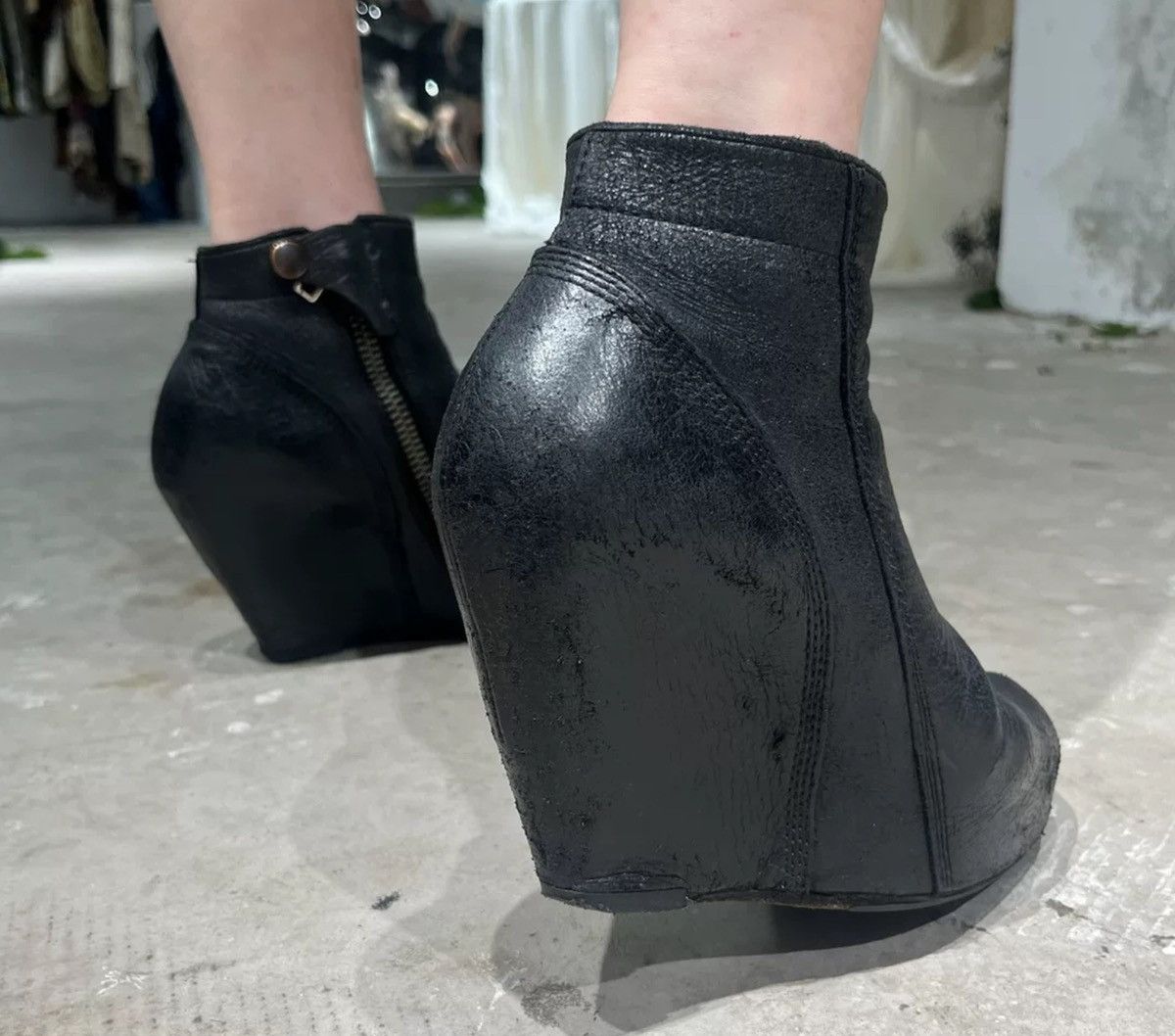 Rick Owens rick owens avant-garde leather wedge boots Size US 5 / IT 35 - 3 Thumbnail