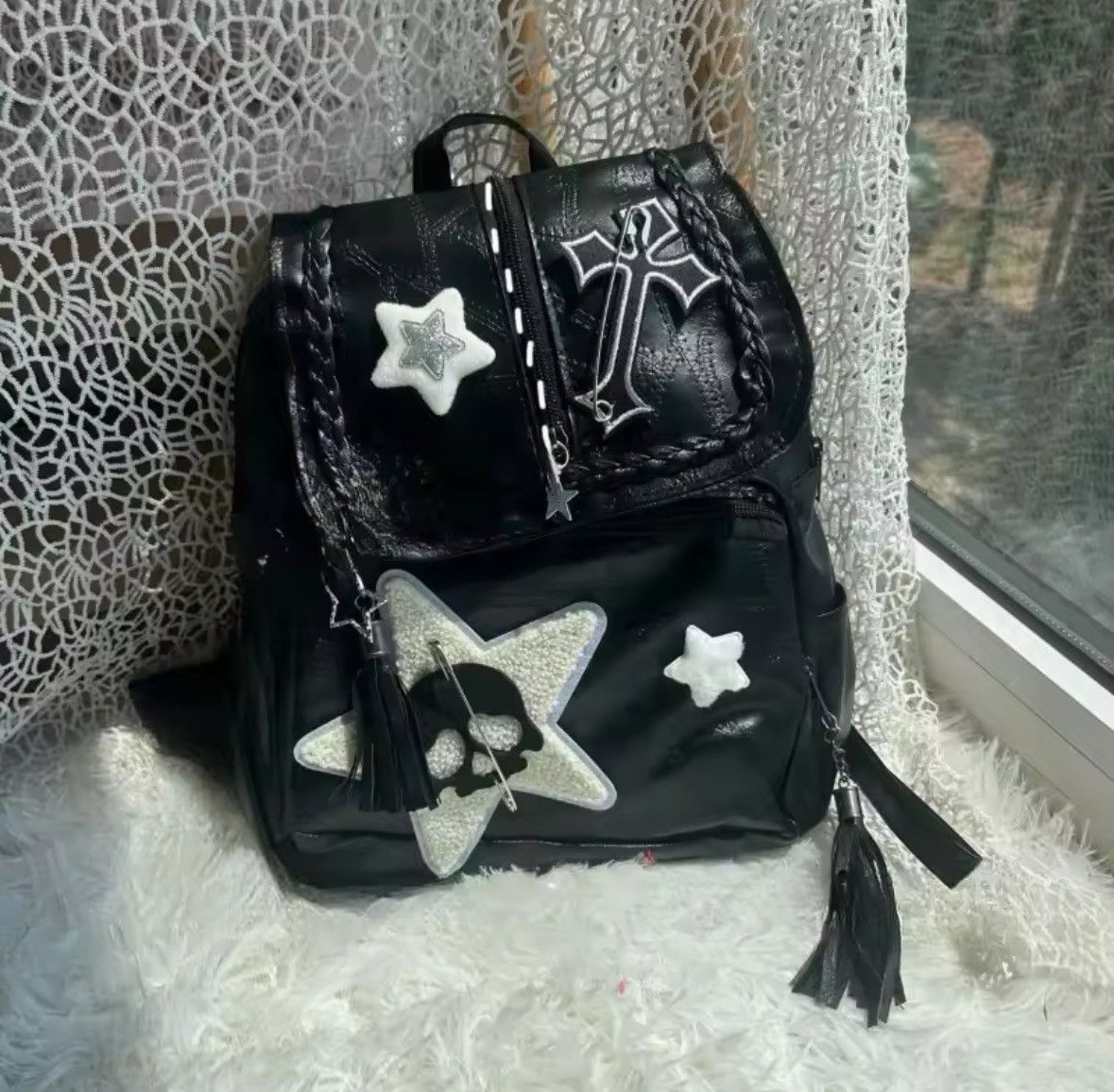 Japanese Brand Handmade Punk Casual Backpack Shining Star Size ONE SIZE - 4 Thumbnail