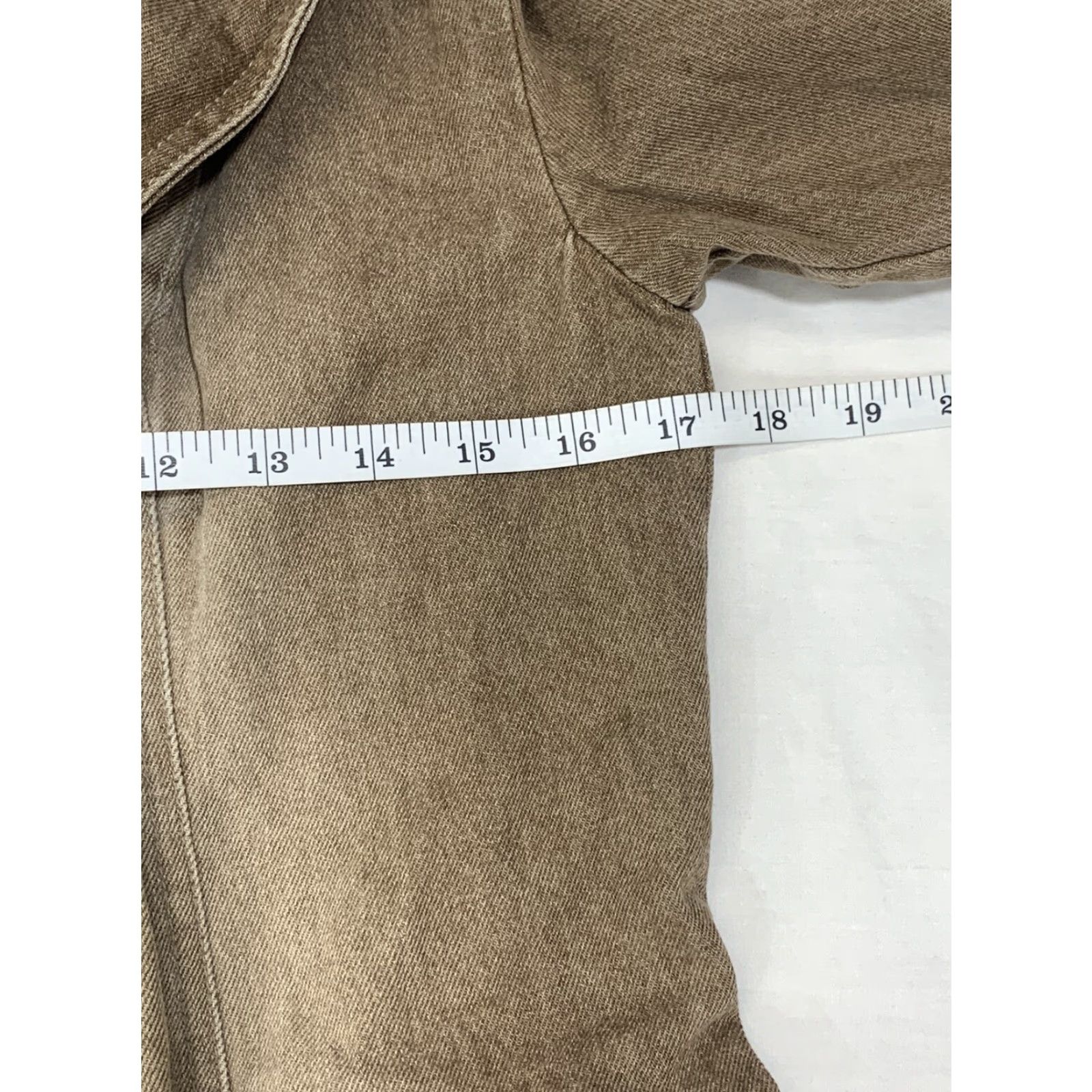 Denime VINTAGE Jeanology Denim Jacket Beige Size 10 Women Jacket Pea Coat Fall Winter Spring Denim Cotton Beige Button Regular Size 32" / US 10 / IT 46 - 4 Thumbnail