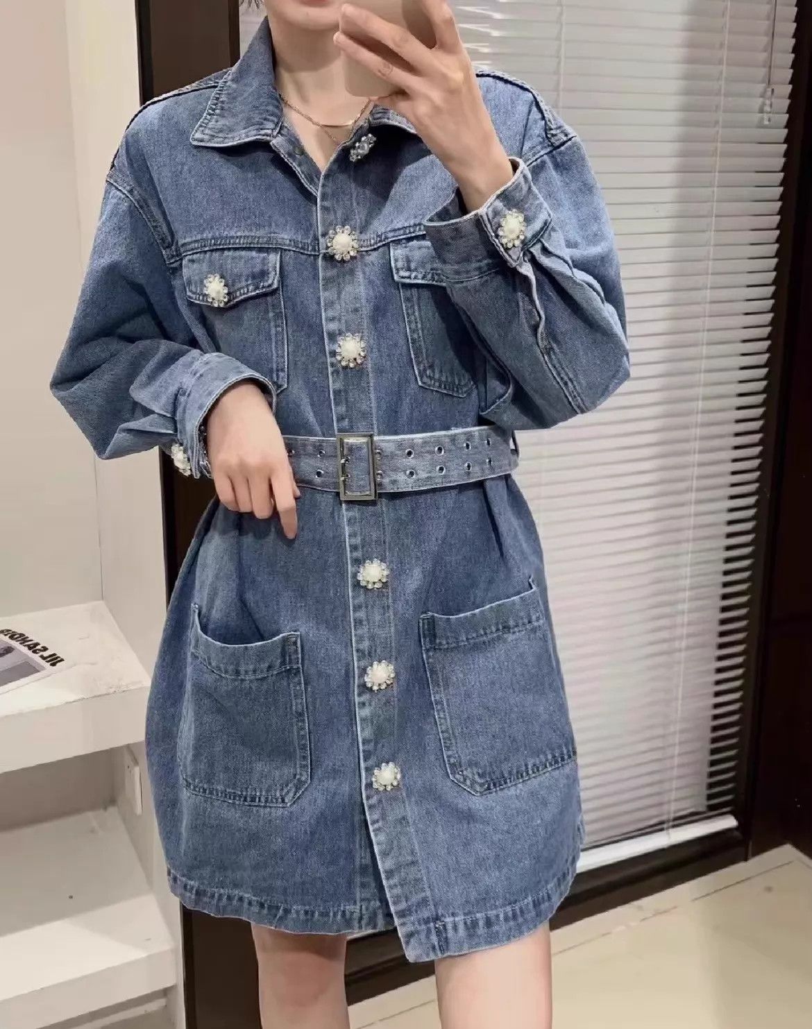 Miu Miu MIU MIU Oversized Crystal Floral Washed Blue Denim Jkt 40 Size S / US 4 / IT 40 - 1 Thumbnail