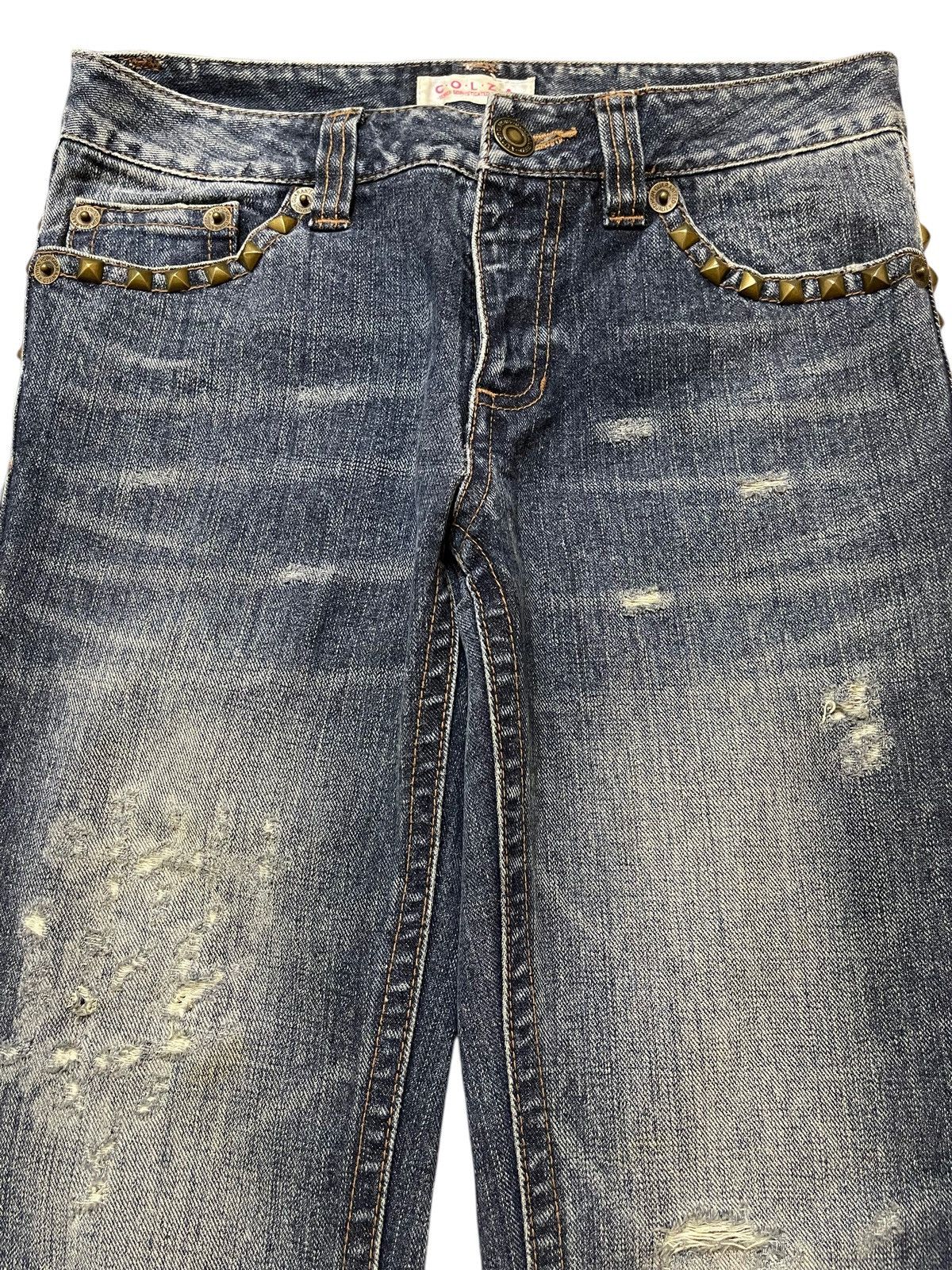 14th Addiction Vintage Japanese Brand Faded Wash Distressed Flared Jeans Size US 28 / EU 44 - 3 Thumbnail