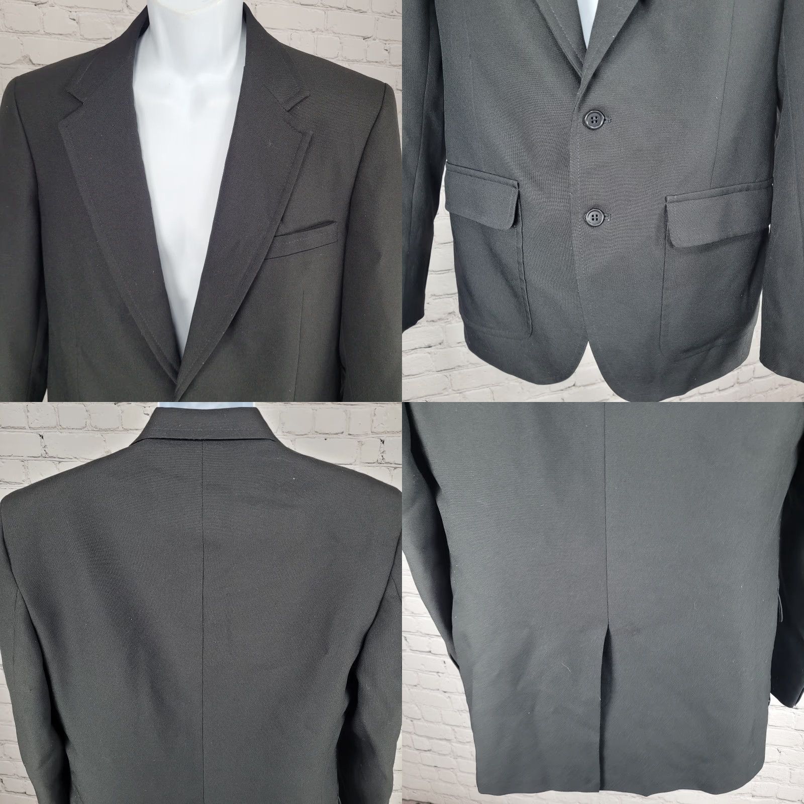 Vintage VINTAGE Towncraft Black Blazer Sport Coat USA 40 2 Button Single Vented Notch Washable Size 40R - 8 Thumbnail