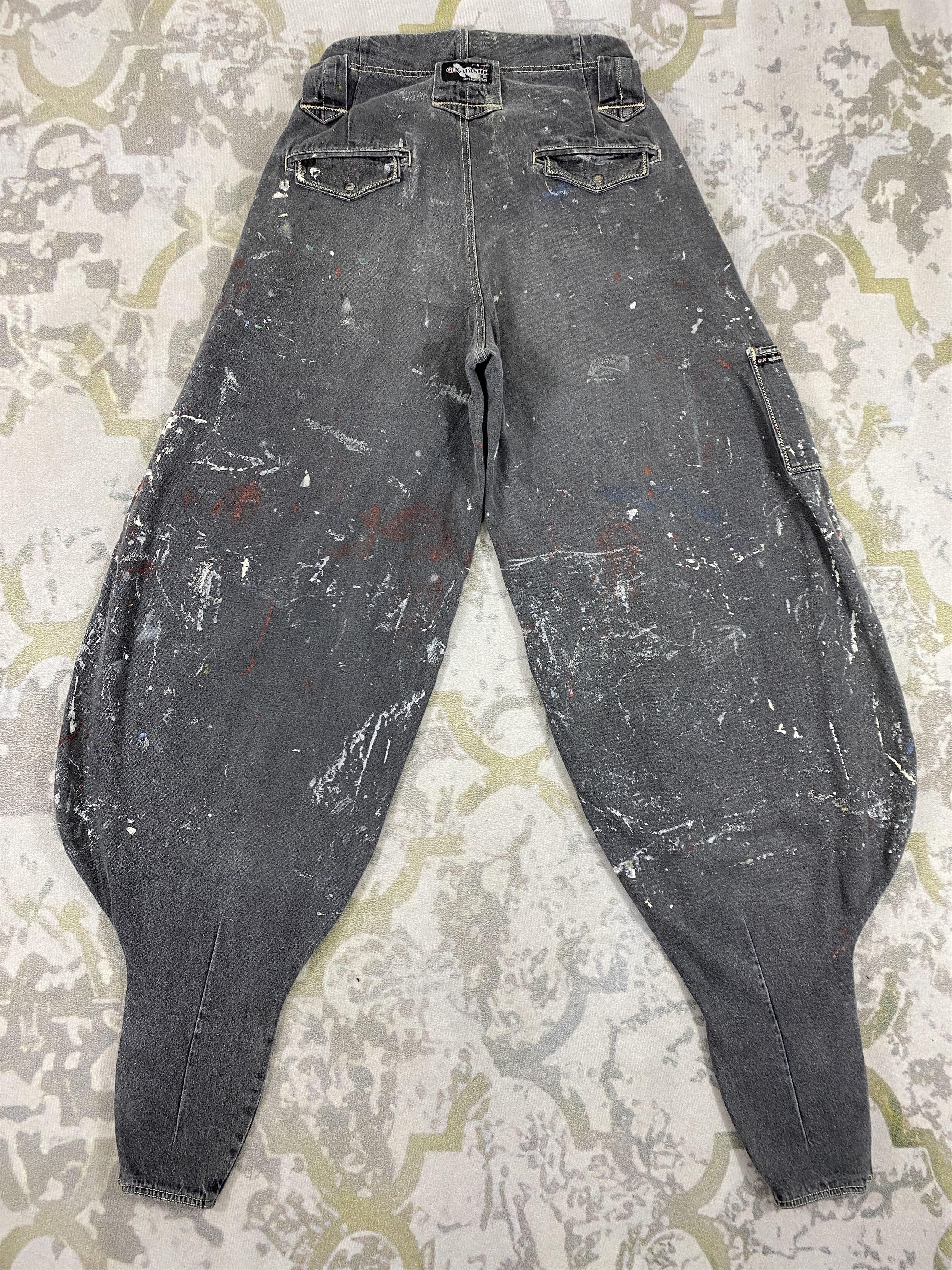 Vintage Distressed Paint Vintage Baggy Jeans 30x40 Denim-JN3574 Size US 30 / EU 46 - 2 Thumbnail