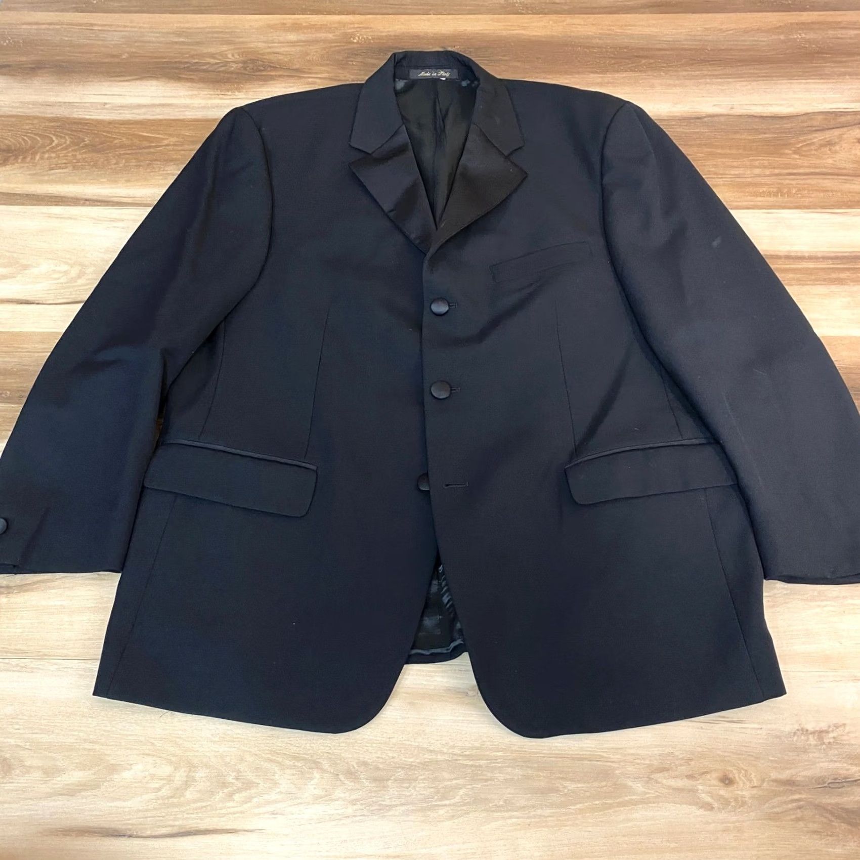Pronto Uomo Pronto Uomo Mens Black Tuxedo Blazer 42S Wool Three-Button Formal Jacket Size 42R - 4 Thumbnail