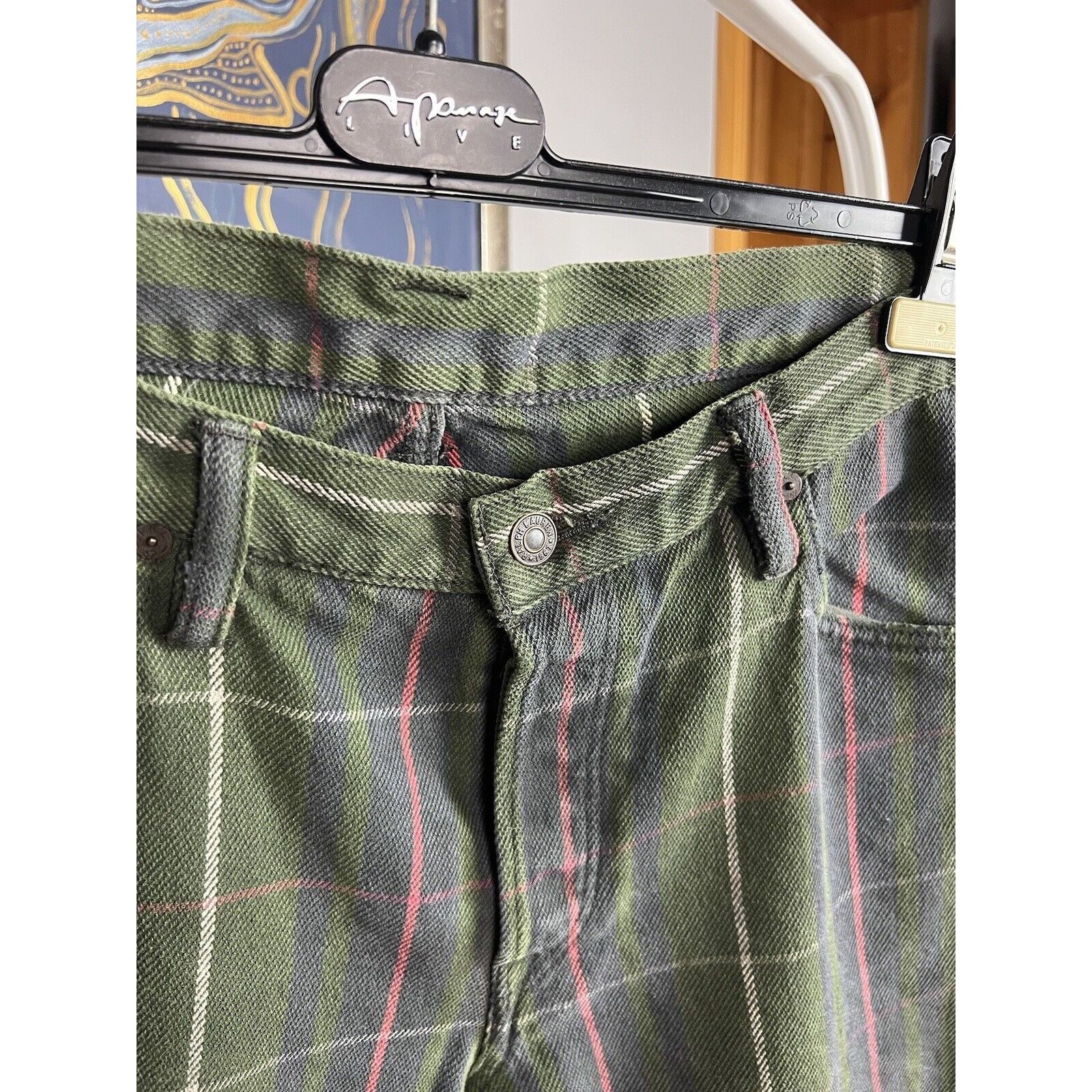 Ralph Lauren Polo Ralph Lauren Dungarees Green Checked Denim Pants Size 3 Size US 34 / EU 50 - 5 Thumbnail