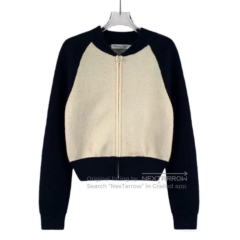 Dior Dior Colour block logo letter embroidery wool stand-up col Size XXS / US 00 / IT 34 - 1 Thumbnail