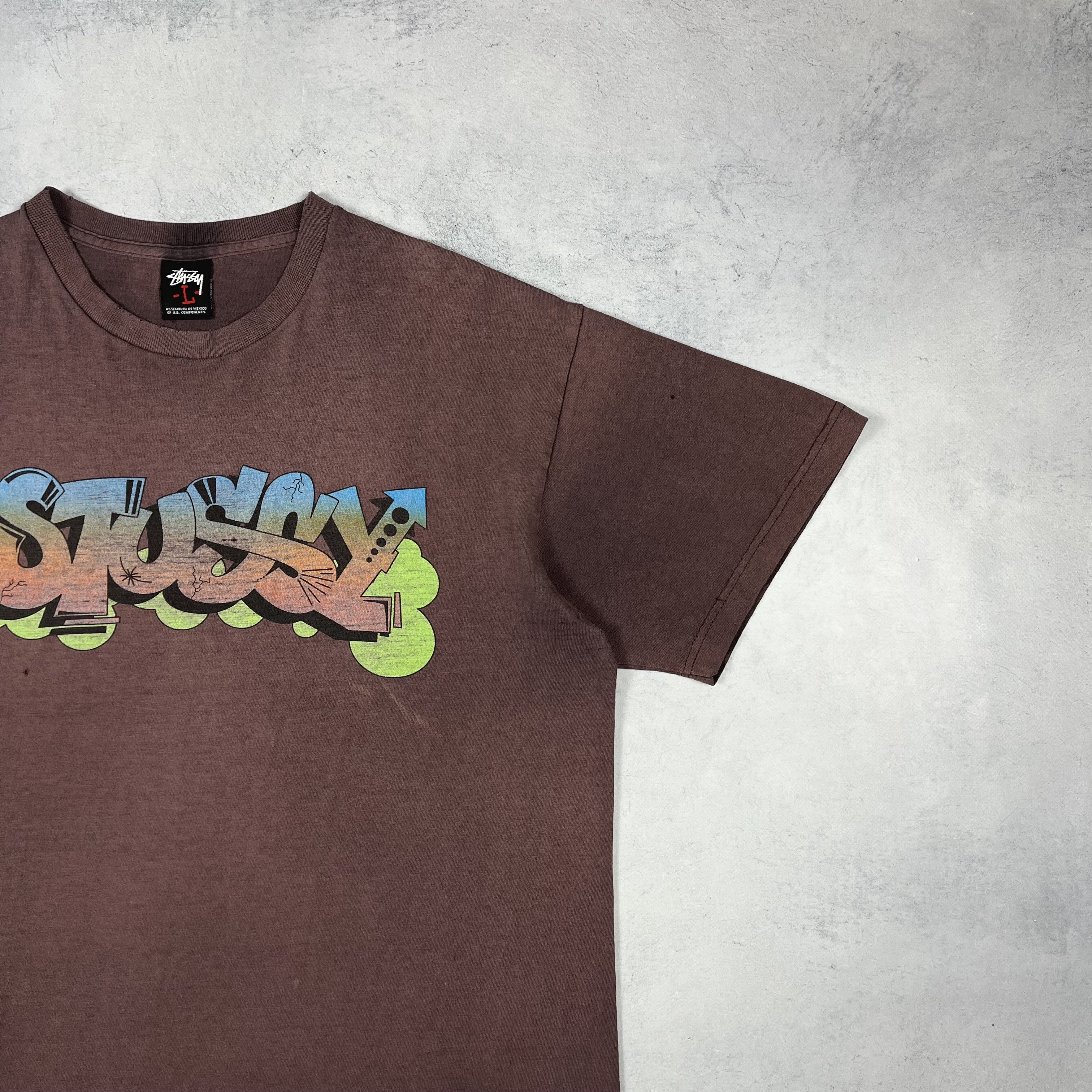 Stussy Vintage Stussy Graffiti Sunfaded Brown T Shirt 2000’s Size US L / EU 52-54 / 3 - 3 Thumbnail