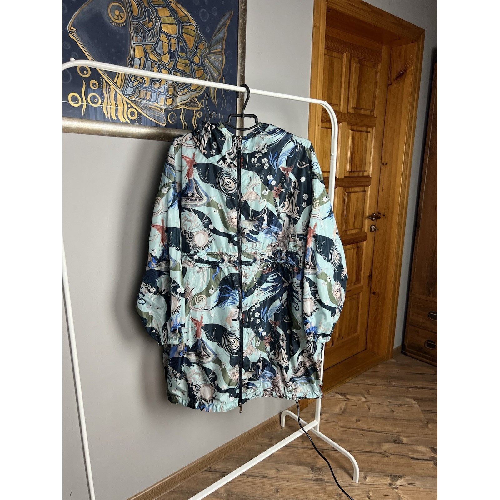 Moncler Moncler Lichen Women`s Blue Long Rain Coat Windbreaker Jacke Size M / US 6-8 / IT 42-44 - 3 Thumbnail