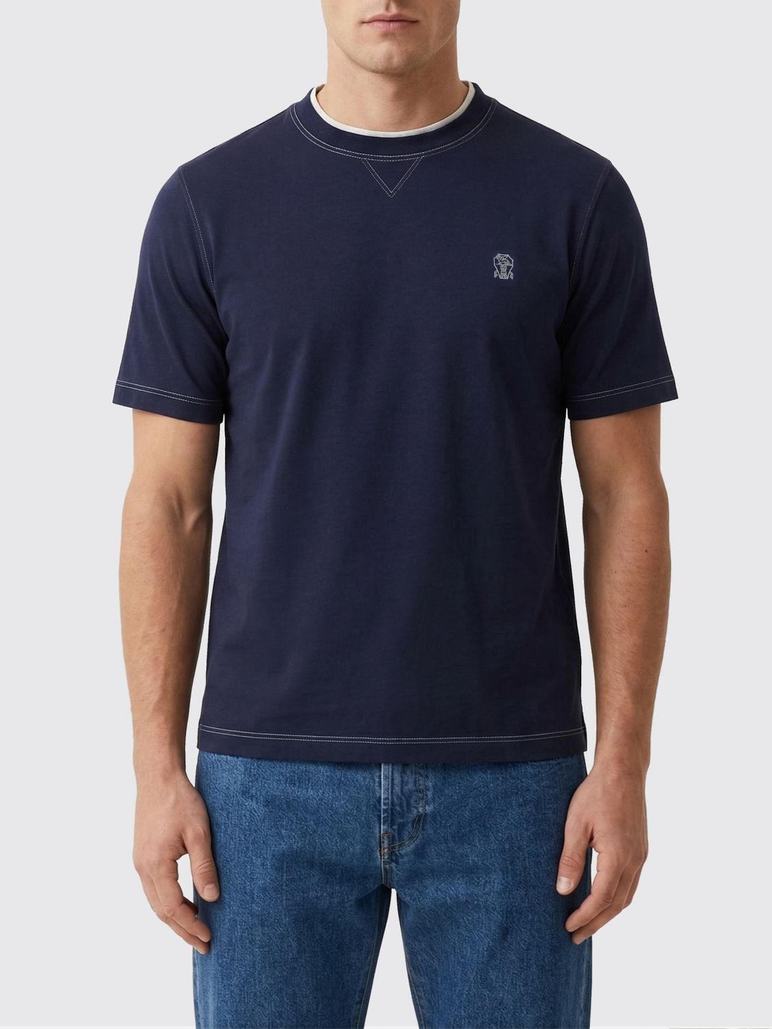 Brunello Cucinelli Brunello Cucinelli T-Shirt Men Blue Size US S / EU 44-46 / 1 - 1 Thumbnail