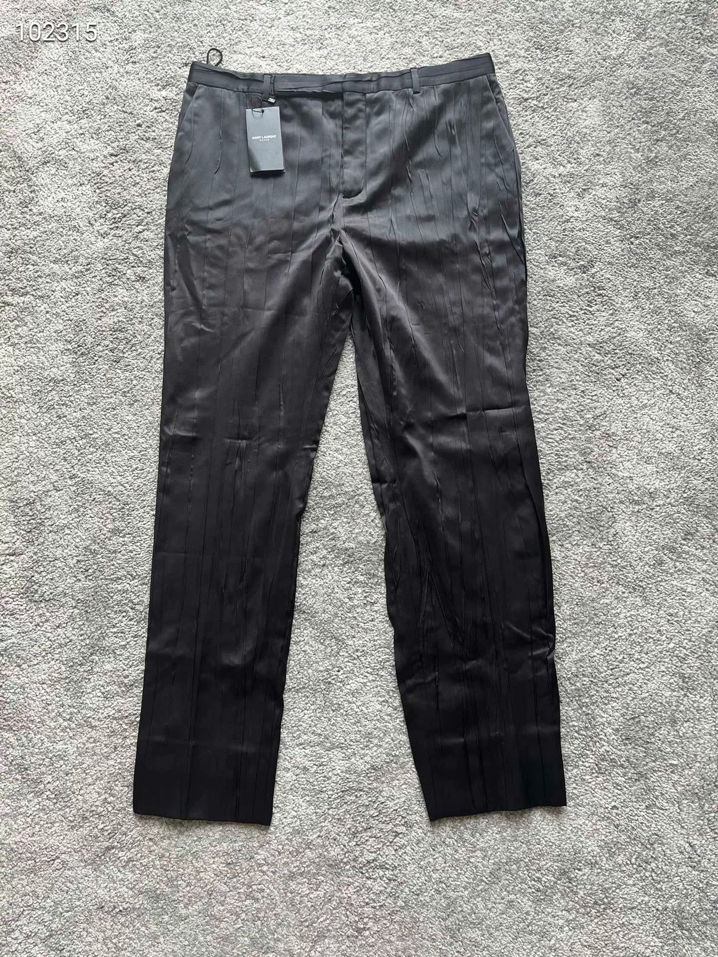 Saint Laurent Paris Saint Laurent Black Striped Silk Trousers Size US 30 / EU 46 - 1 Thumbnail