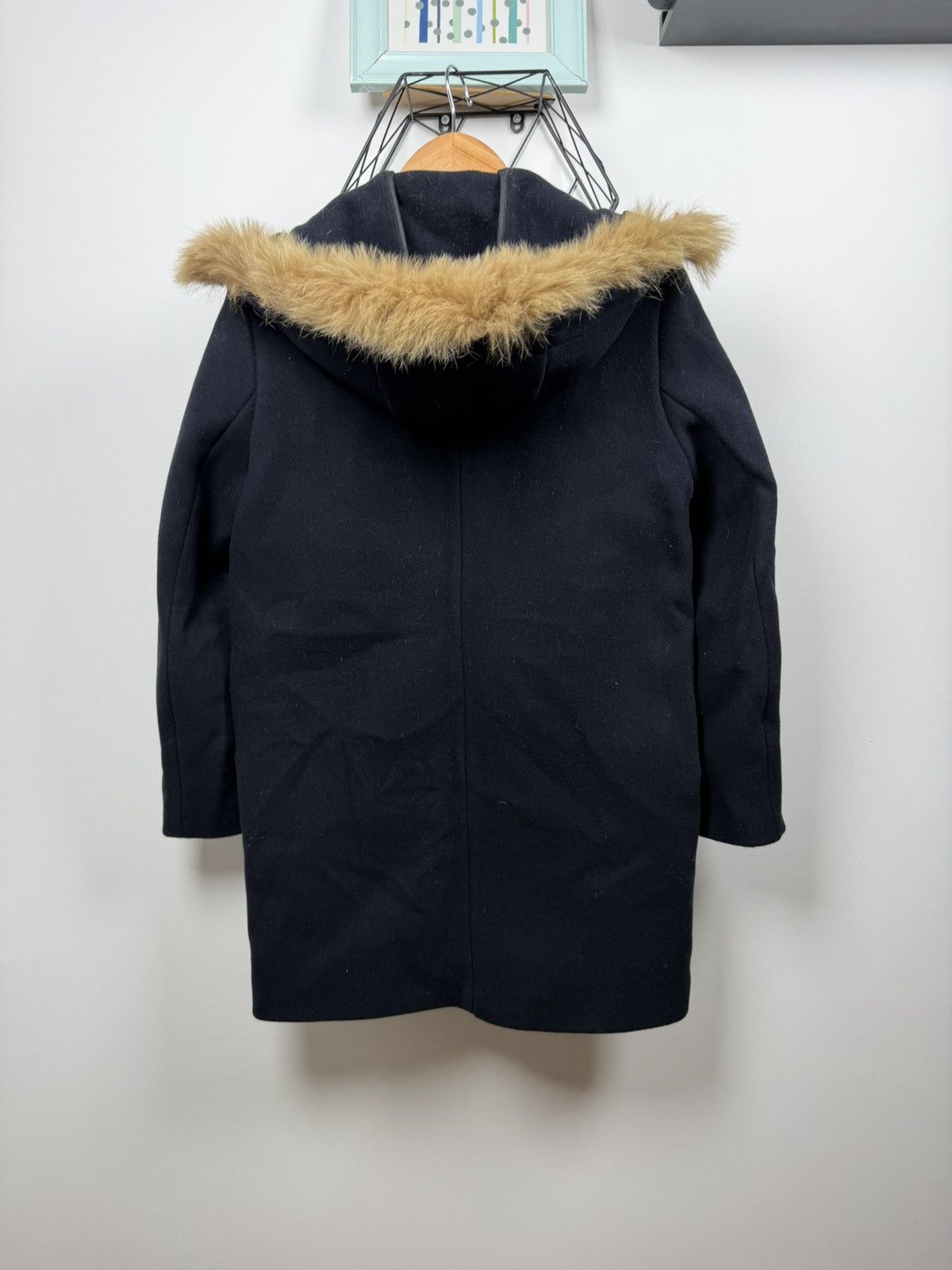Sandro Sandro Long Black Wool Coat Fur Size M / US 6-8 / IT 42-44 - 2 Thumbnail