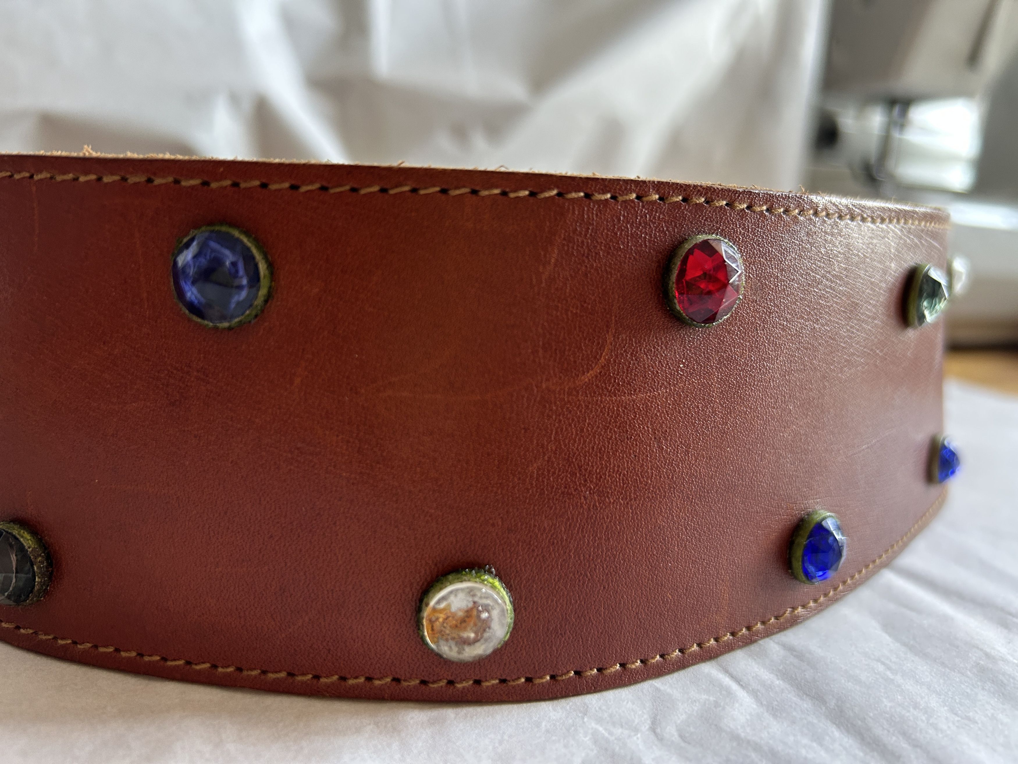 Vintage Vintage 90s Brown Leather Wide Waist Belt Size ONE SIZE - 10 Thumbnail