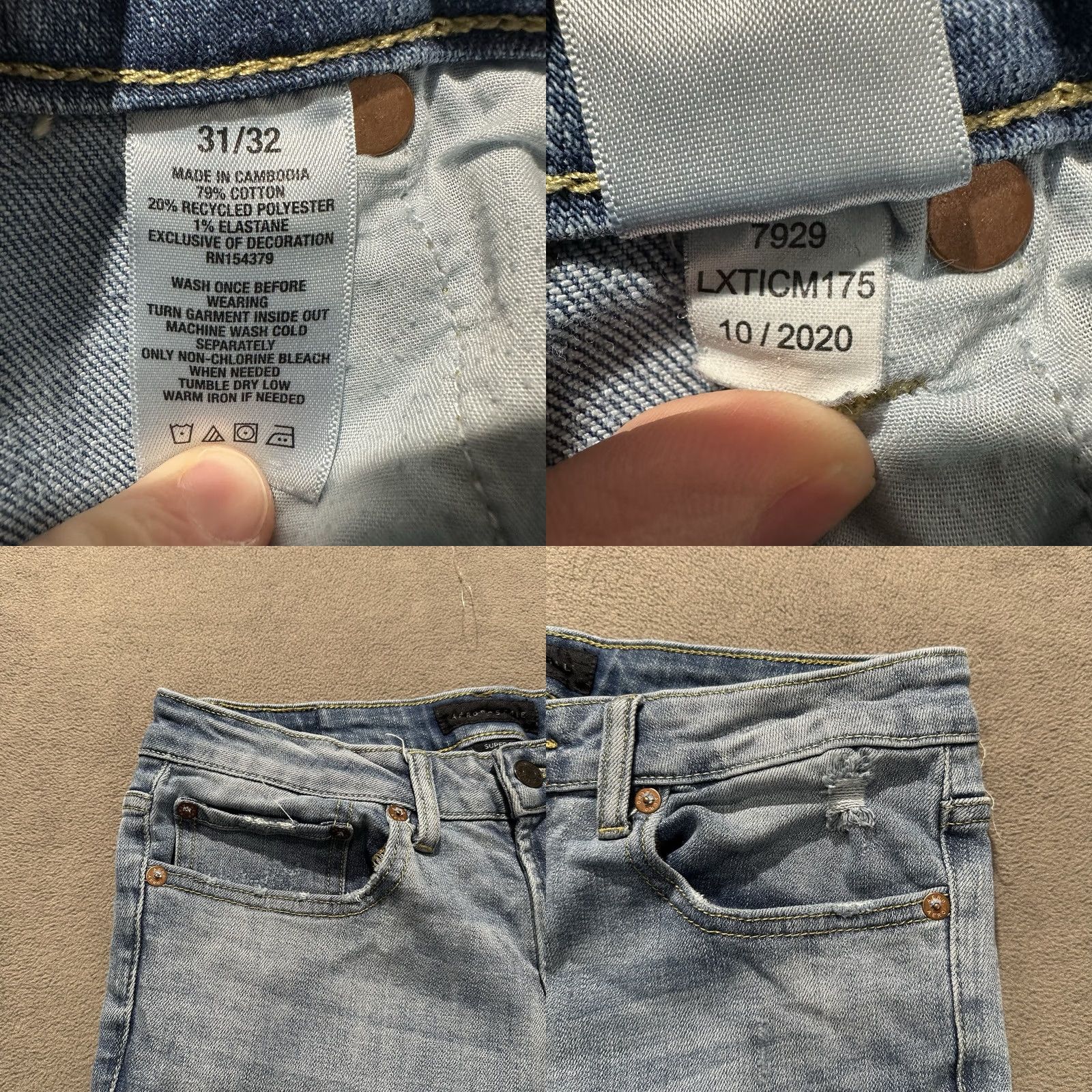Vintage Aeropostale Jeans Mens 31x32 Super Skinny Distressed Light Wash Denim Size US 30 / EU 46 - 8 Thumbnail