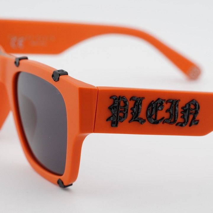 Philipp Plein Philipp Plein SPP042W V47F Sunglasses Orange Square Frame Size ONE SIZE - 8 Thumbnail