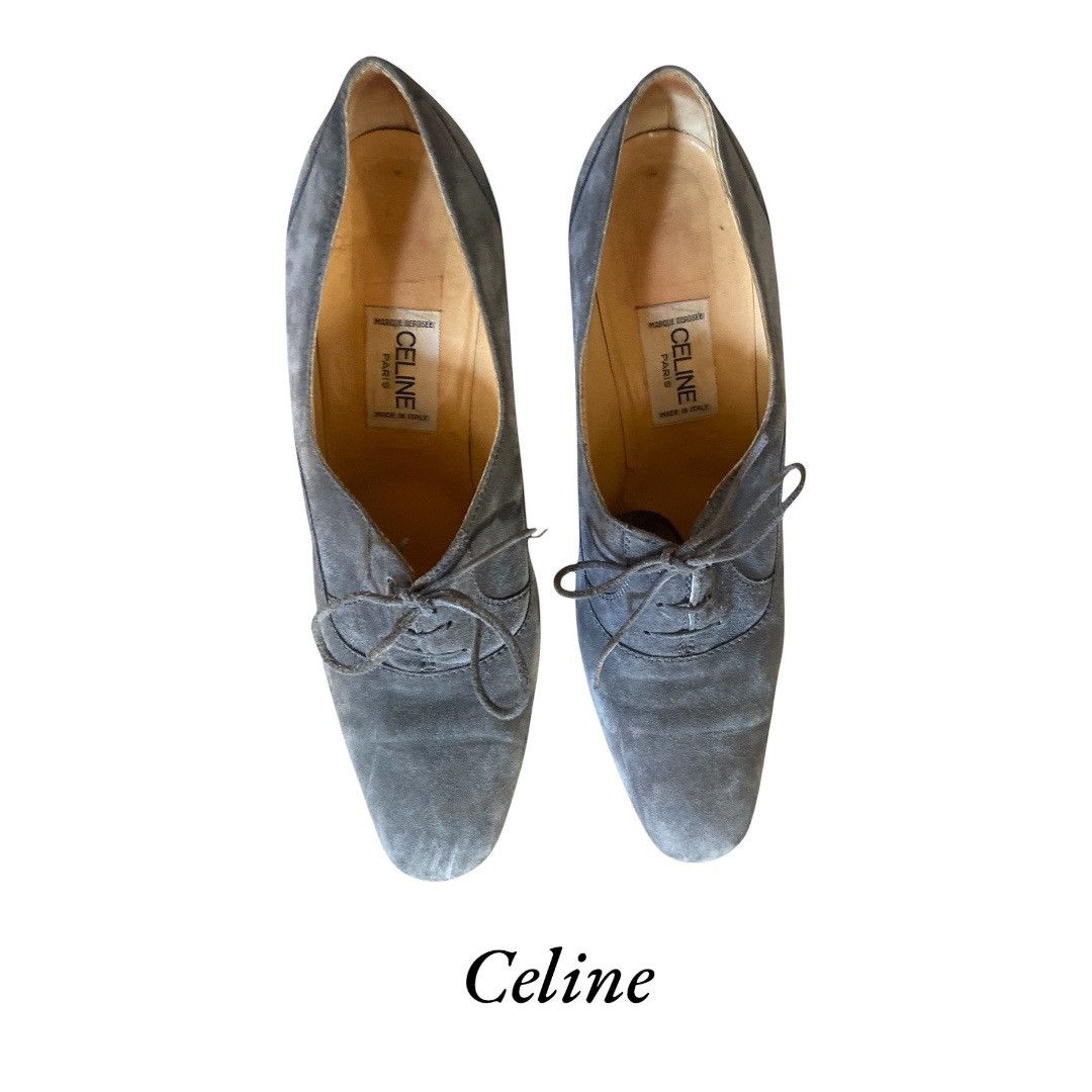 Celine Vintage grey suede celine shoes Size US 8 / IT 38 - 1 Thumbnail