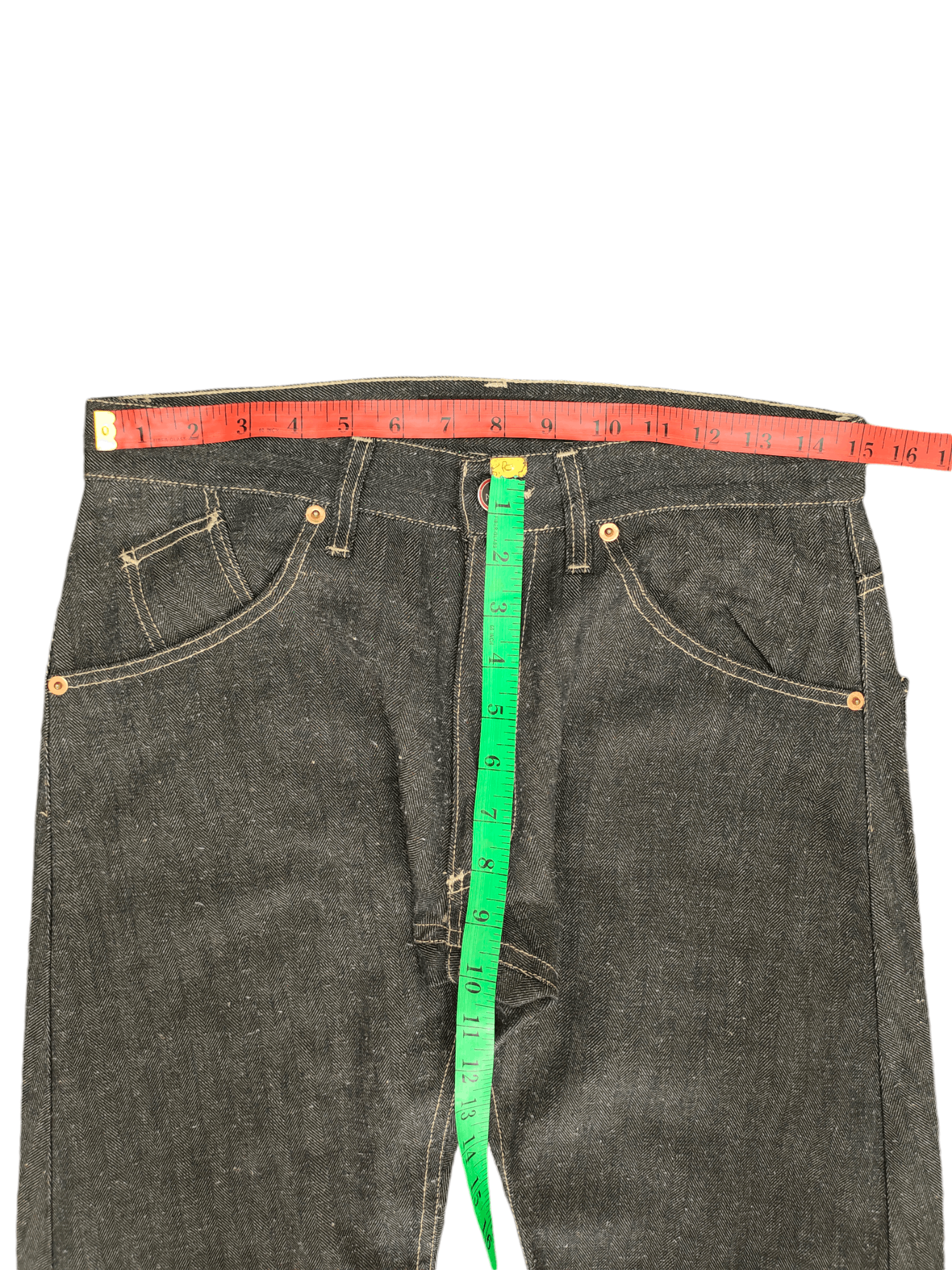 Andrew Mackenzie Andrew Mackenzie Heringbone Tweed Long Denim Jeans Size US 30 / EU 46 - 8 Thumbnail