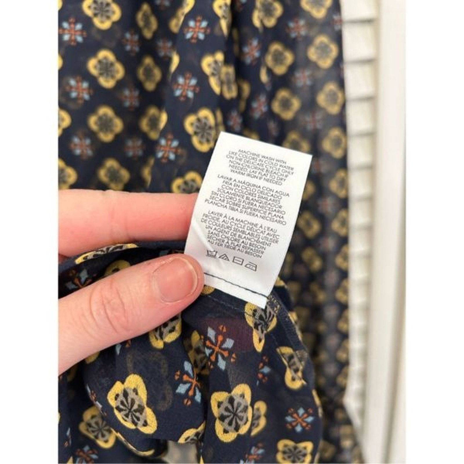 Anthropologie CAbi Mosaic Blouse Blue Yellow Top #3773 Sz Medium, MSRP $89 Size M / US 6-8 / IT 42-44 - 11 Thumbnail