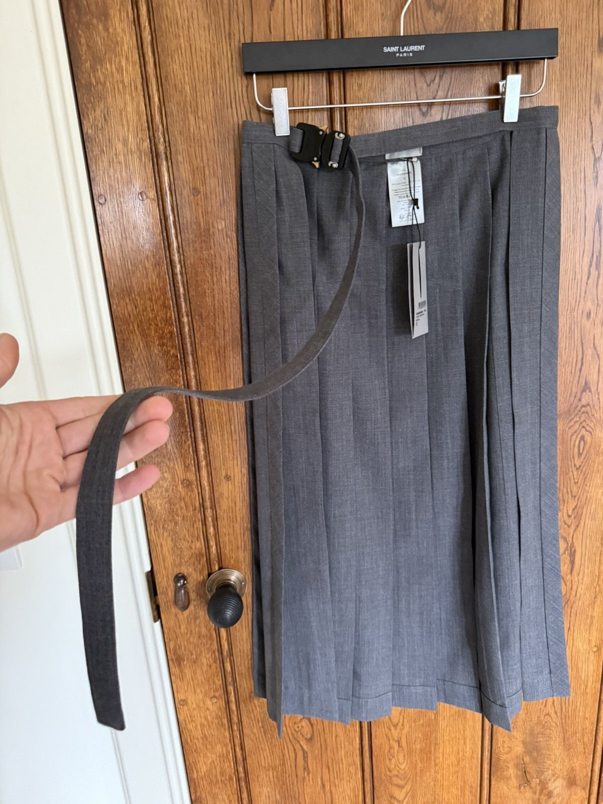 Dior $3.9k FW23 Dior buckle belt kilt skirt Kim Jones grey grail Size ONE SIZE - 13 Thumbnail