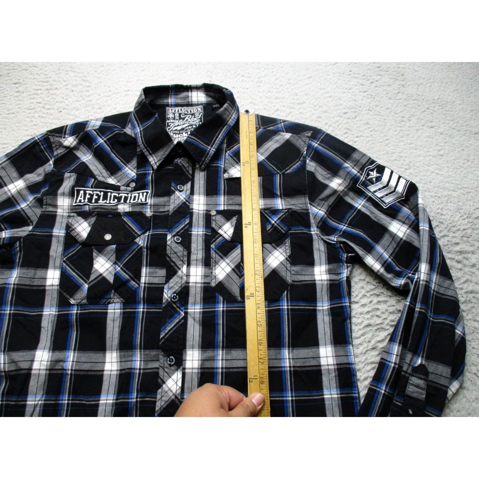 Affliction Affliction Shirt Mens L Black Plaid Long Sleeve Button Up Embroidered Western Size US L / EU 52-54 / 3 - 5 Thumbnail