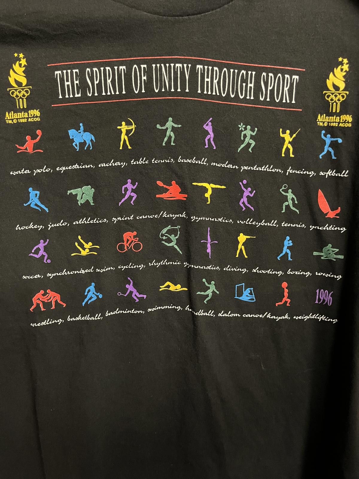 Hanes 1996 Atlanta Olympics T-shirt Spirit Unity Single Stitch Size US XL / EU 56 / 4 - 3 Thumbnail