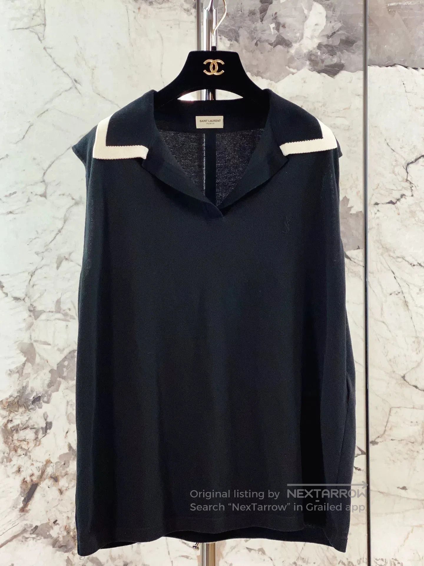 Saint Laurent Paris Saint Laurent YSL Black Sleeveless Polo Top. Size M / US 6-8 / IT 42-44 - 4 Thumbnail