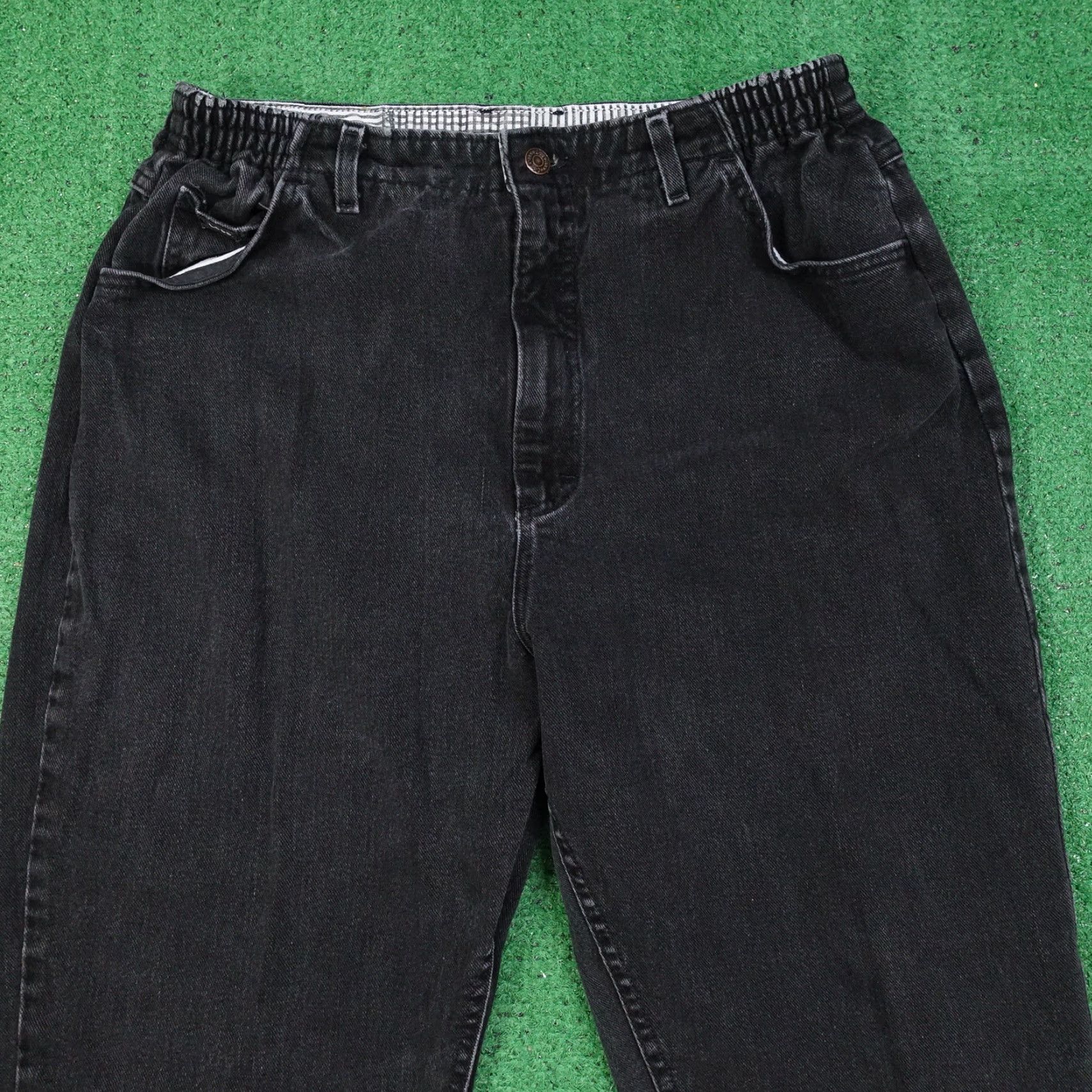 Lee VINTAGE LEE USA MADE BLACK DENIM JEANS WOMENS 33X30 TAPERED FIT Size 24" / US 00 / IT 34 - 4 Thumbnail