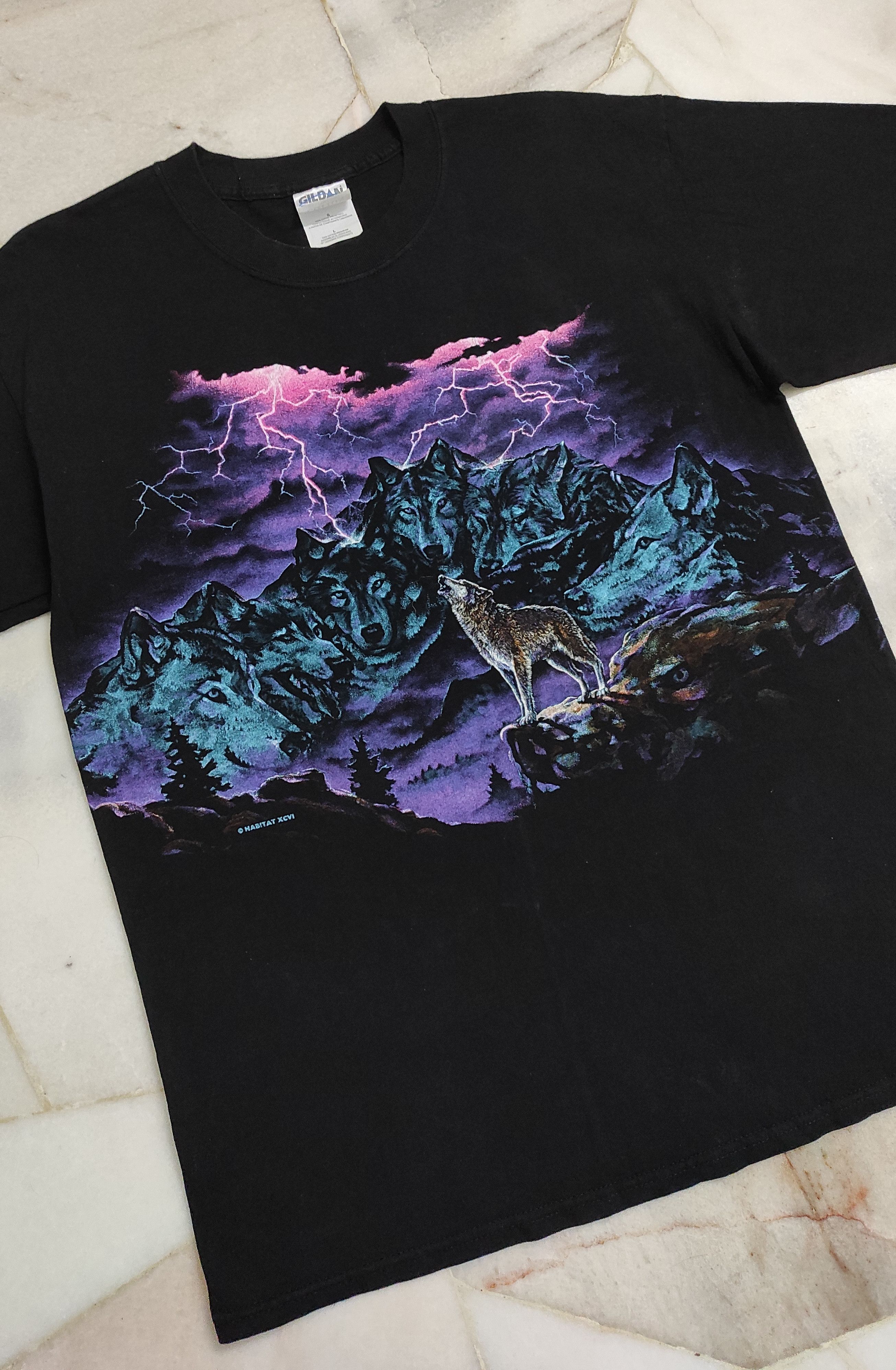Habitat Vintage 1996 HABITAT WOLF AND THUNDER LIGHTNING OVP TEE Size US L / EU 52-54 / 3 - 8 Thumbnail