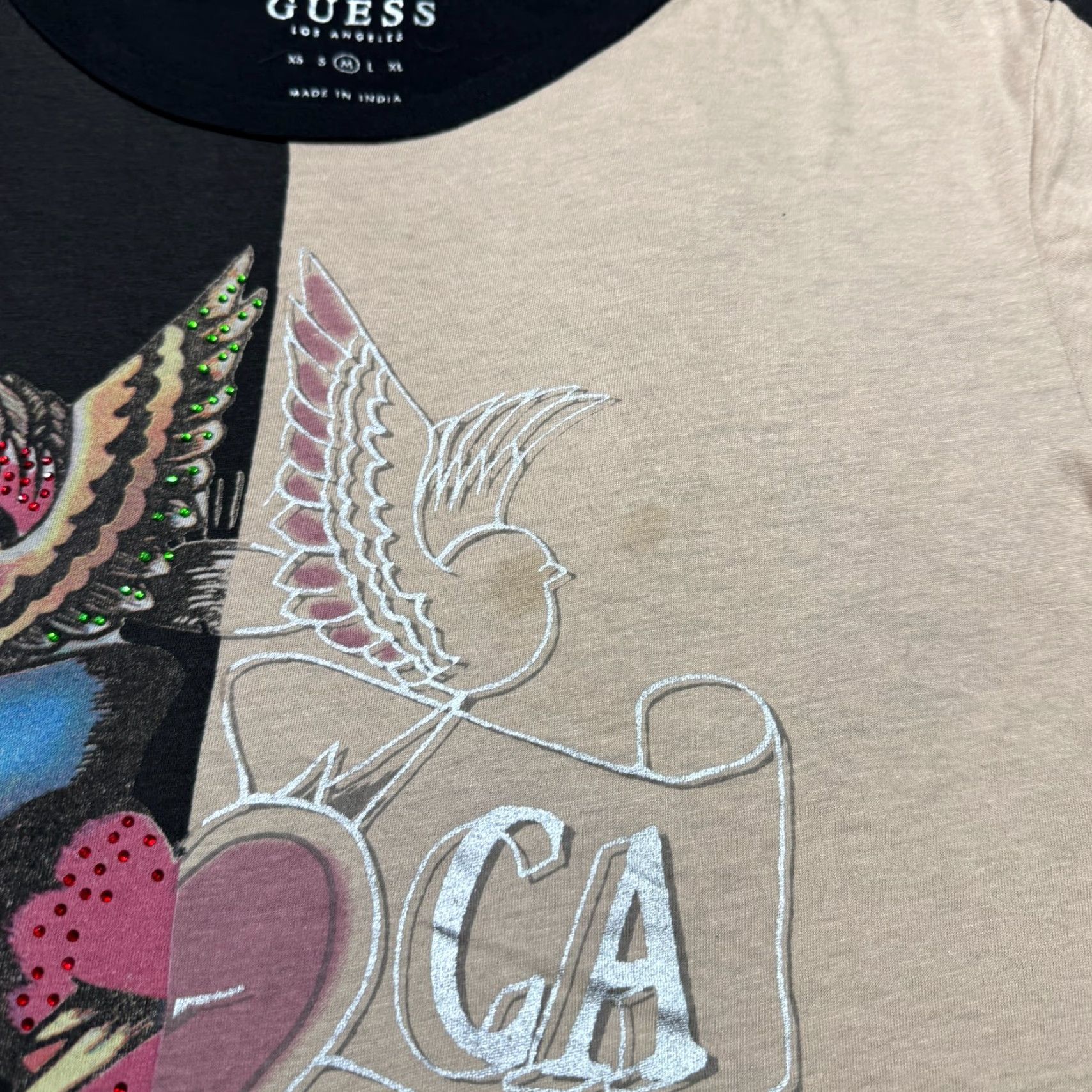 Guess GUESS T Shirt Womens Size M Brown Black Cropped Short Sleeve Crew Neck Basic Cotton Vintage No Size M / US 6-8 / IT 42-44 - 4 Thumbnail