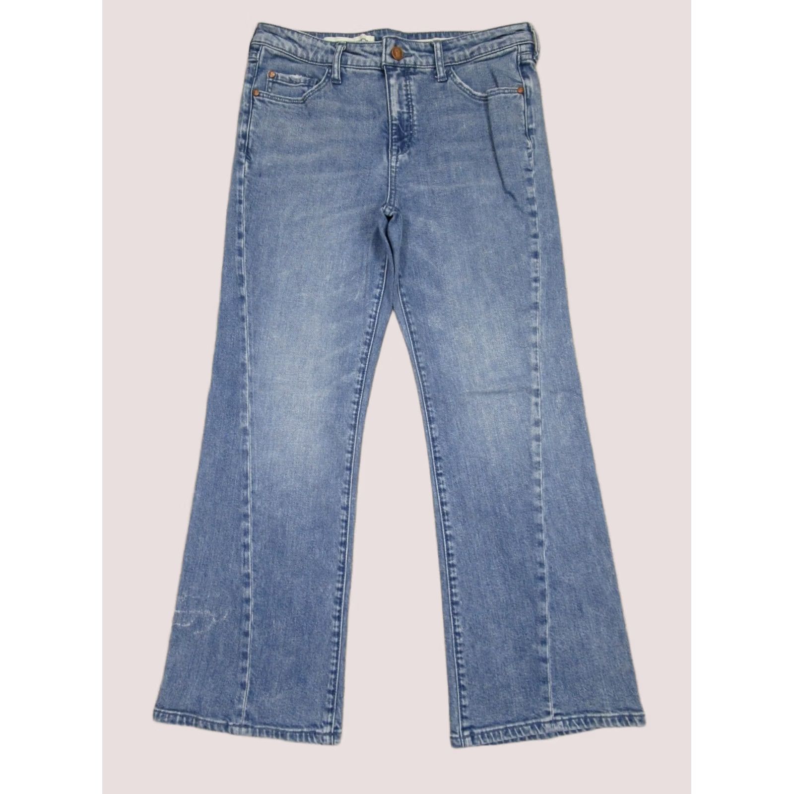 Vintage Pilcro Jeans Women 29 Blue High Rise Flared Cropped Pant "Logo" 5-Pocket Denim Cotton Polyester Spandex Regular Rise: High VINTAGE: No Size 29" - 1 Thumbnail