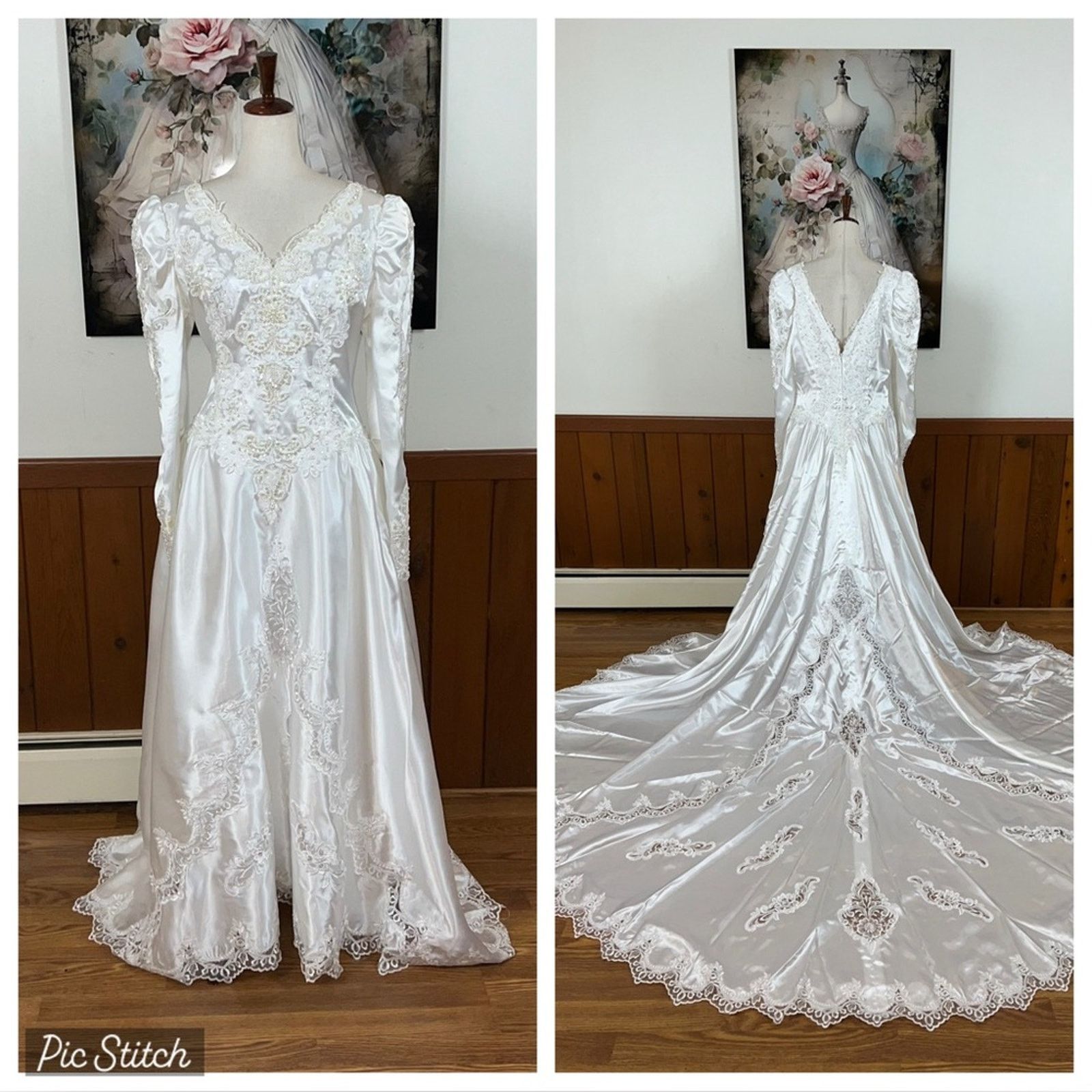 Vintage Gorgeous Vintage 90s Mary’s Bridal Satin Wedding Gown! Size 4XL / US 24-26 - 1 Thumbnail