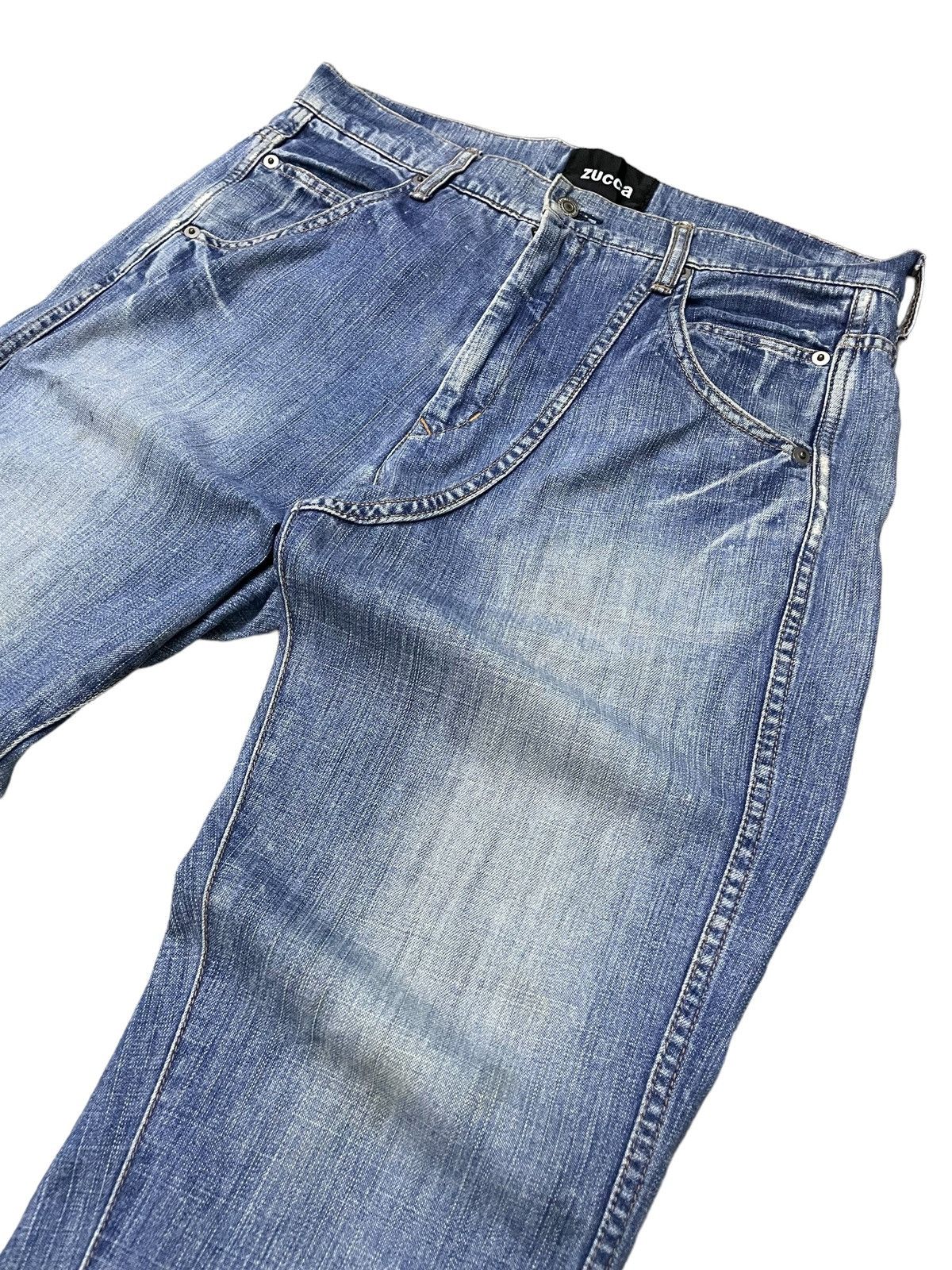Final Home × Issey Miyake × Zucca Zucca By Issey Miyake Scuba Crotch Button Leg Wash Jeans Size US 31 - 8 Thumbnail