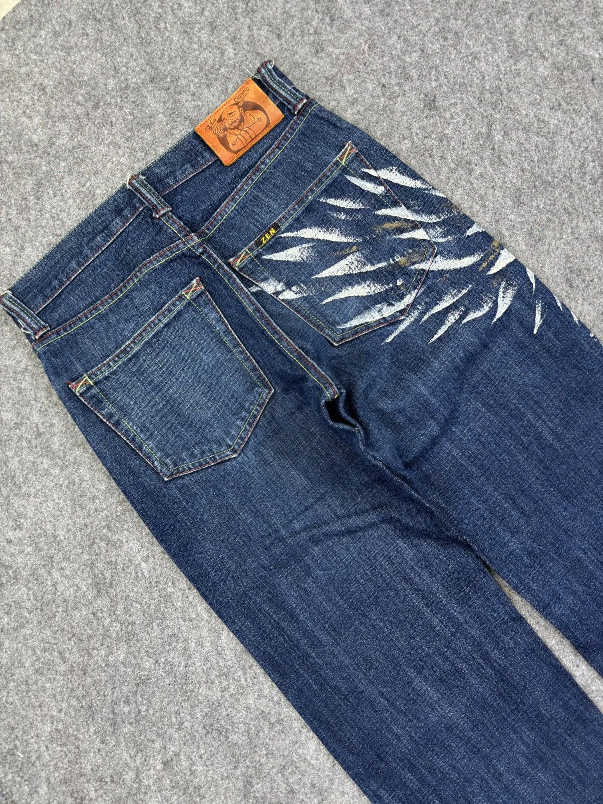 Japanese Brand 💥Artisanal💥Zen Clothing Flying Pheonix Mural Denim F706 Size US 27 - 12 Thumbnail