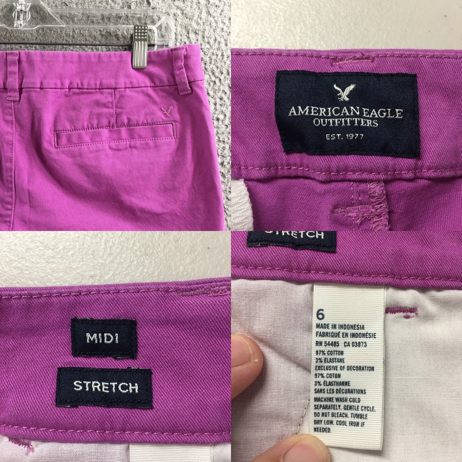 American Eagle Outfitters American Eagle Outfitters Midi Chino Shorts Womens 6 Purple Zip Casual Daywear Size 28" / US 6 / IT 42 - 9 Thumbnail