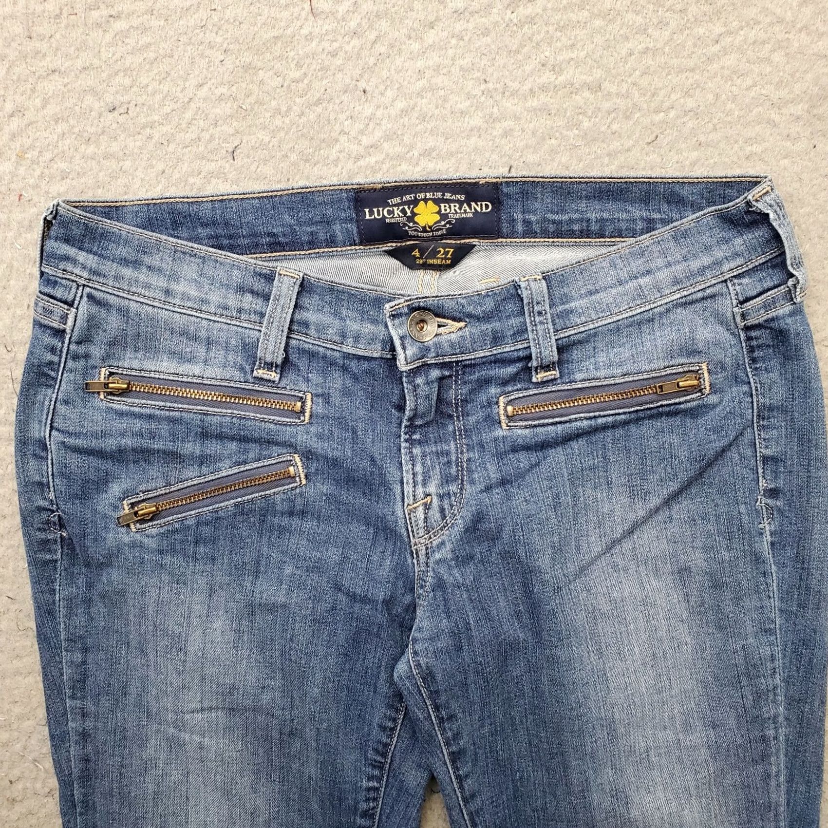 Lucky Brand Lucky Brand Jeans Womens 4 Blue Denim Stretch Ankle Zip Faded 29" Inseam Size 27" / US 4 / IT 40 - 7 Thumbnail