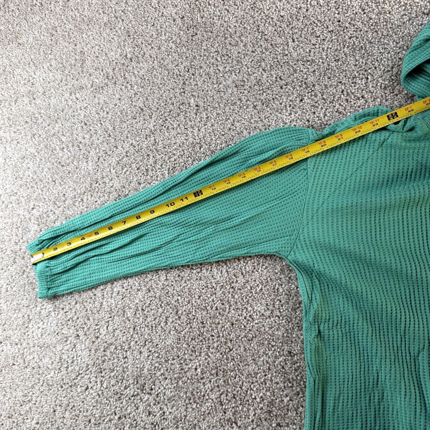 O'Neill O'Neill Shirt Womens Medium Green Waffle Knit Hooded Drawstring Hem Top Size M / US 6-8 / IT 42-44 - 7 Thumbnail