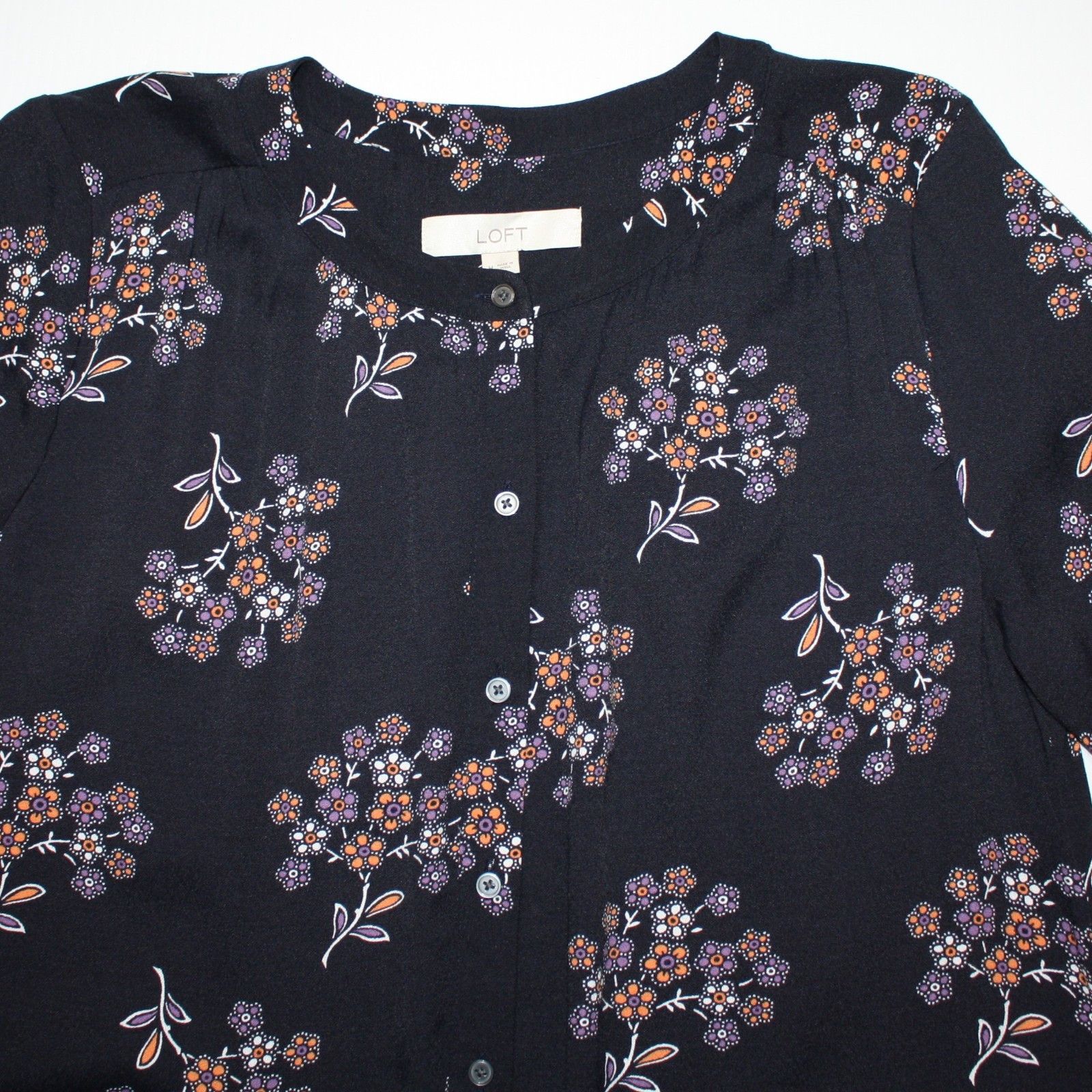 Loft Anemone Floral Shirtdress In Fresh Navy Color and size M NWT Size M / US 6-8 / IT 42-44 - 13 Thumbnail