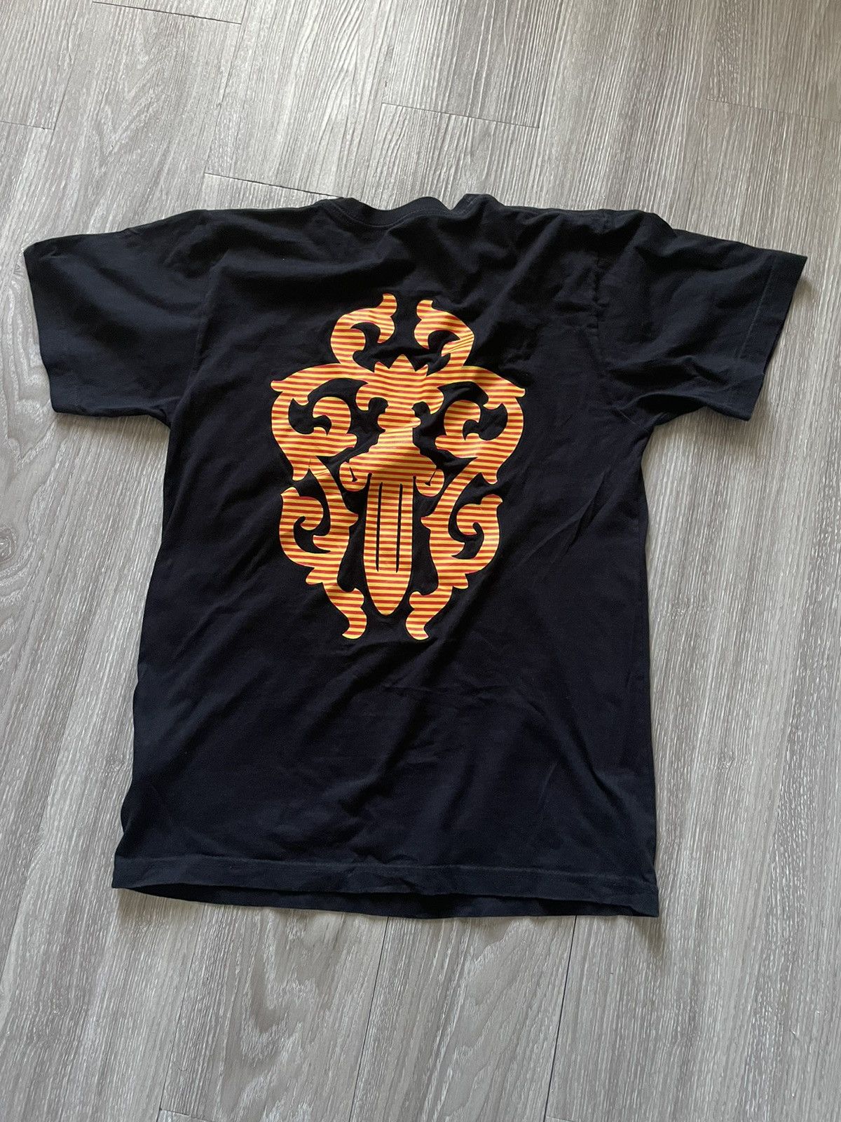 Image of Chrome Hearts Orange Dagger T-Shirt in Black, Men's (Size Small)