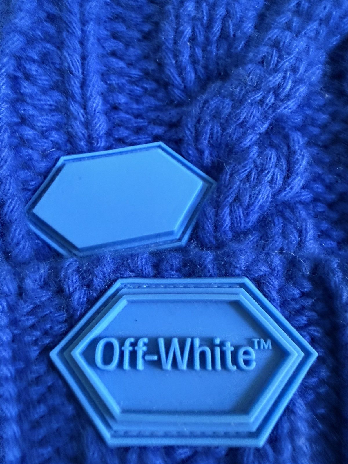 Off-White Off-White Blue Cable Knit Beanie – OS – Rare Color Size ONE SIZE - 2 Thumbnail