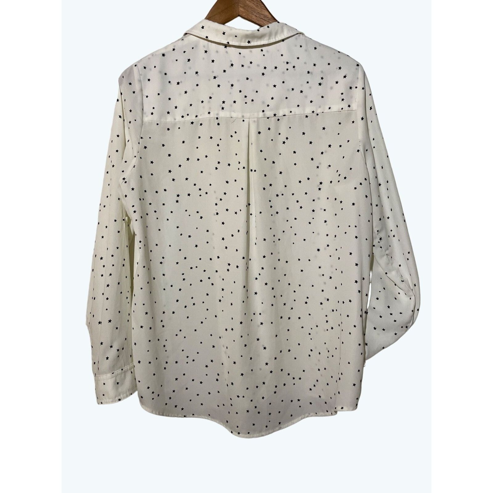 Other Skies are Blue White Star Button Up Roll Tab Sleeves Medium Size M / US 6-8 / IT 42-44 - 4 Thumbnail