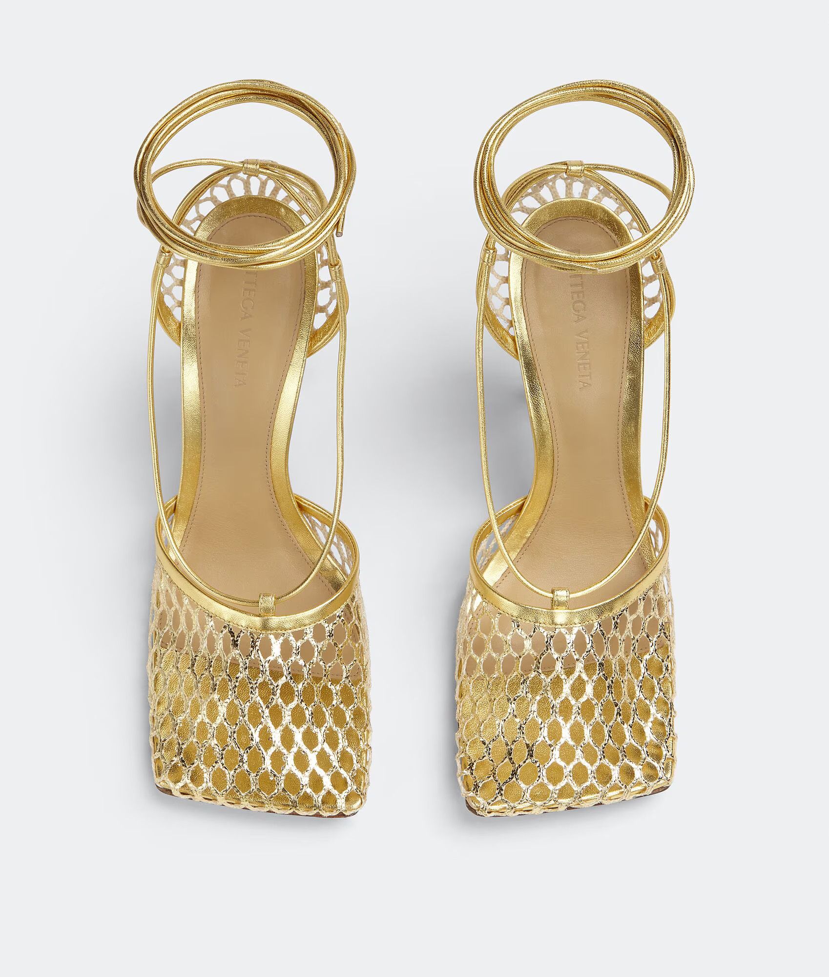 Bottega Veneta o1mle0325 Stretch Lace-Up Sandals in Gold Size US 6 / IT 36 - 4 Thumbnail