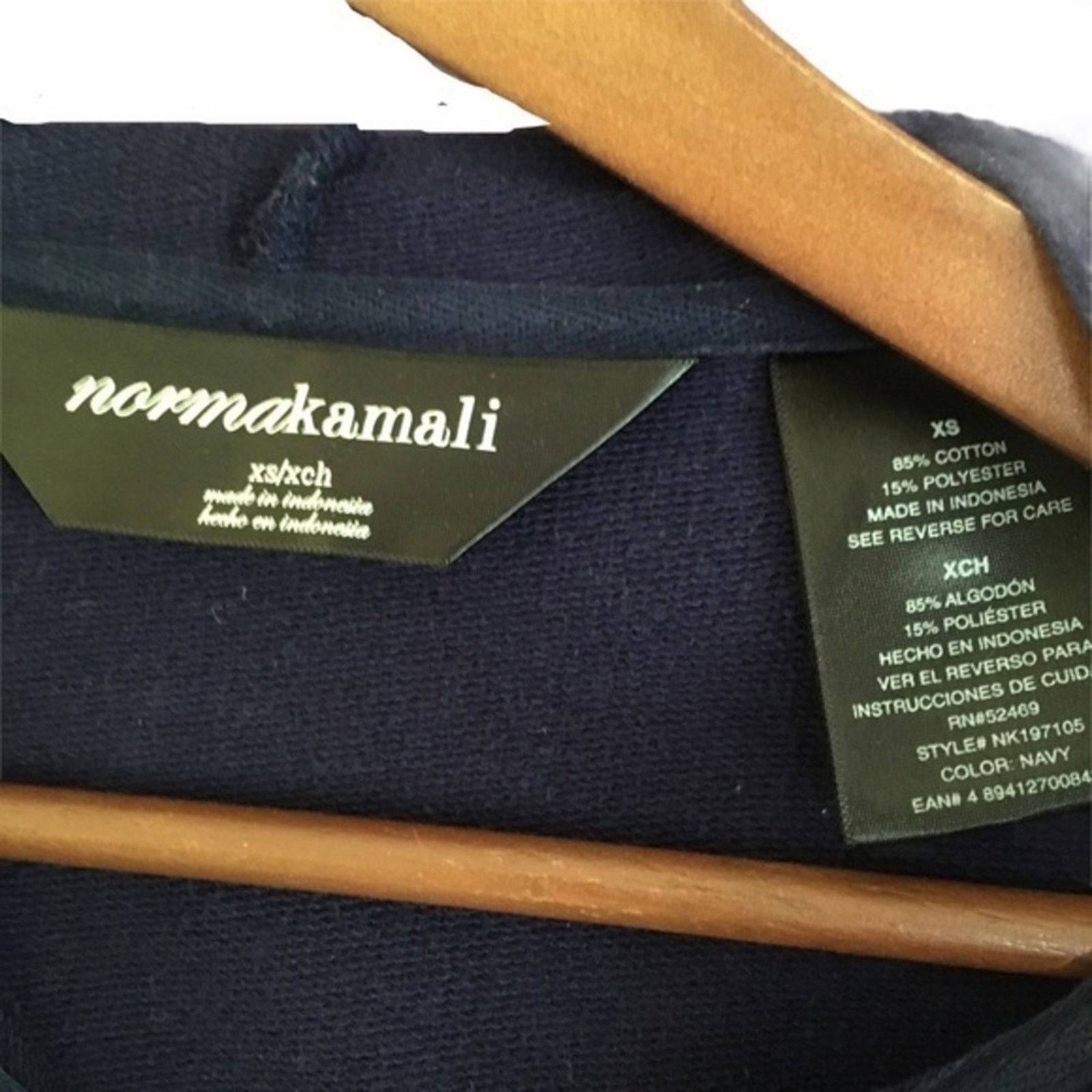 Norma Kamali Norma Kamali Navy Blue Raw Hem Zip Hoodie Sweats Jacket Size XS / US 0-2 / IT 36-38 - 3 Thumbnail